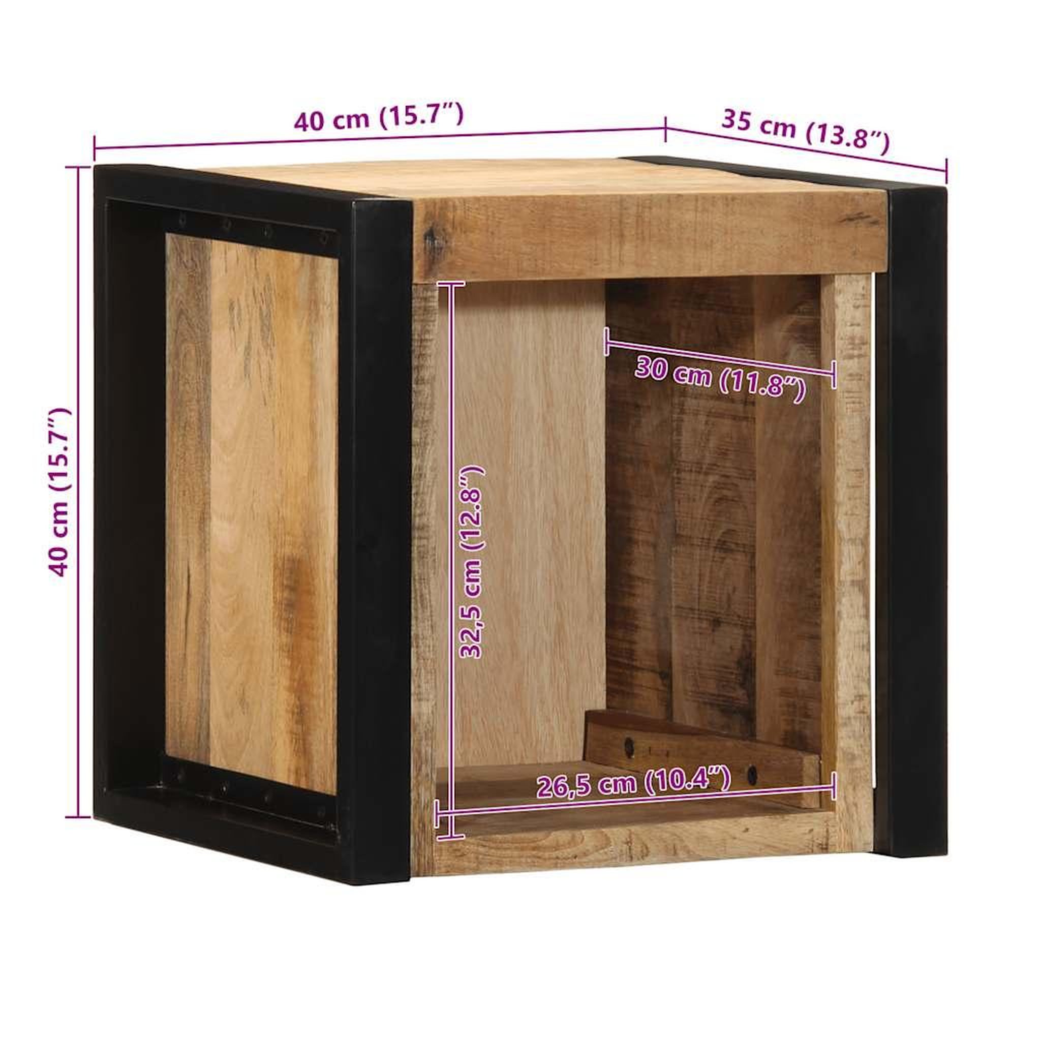 Voir la diapositive 6 : VIDAXL Tables de chevet 2 pcs 40x35x40 cm bois de manguier massif brut
