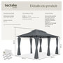 Voir la diapositive 6 : tectake Pavillon de jardin 4 x 3 m gris anthracite