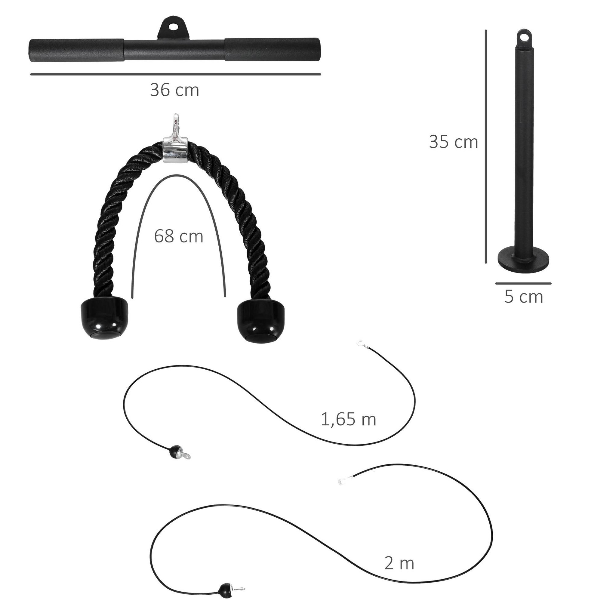 Voir la diapositive 3 : HOMCOM Station de musculation - station de traction poulie haute à fixer au plafond - barre traction et autres accessoires inclus