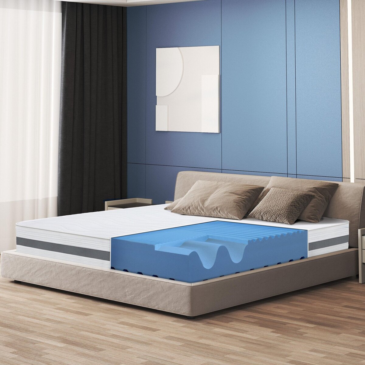 THE WHITE STONE Matelas 70 x 140 Orthopédique Antibactérienne | Hauteur 20 cm | Revêtement 3D Air en Fibre Hypoallergénique
