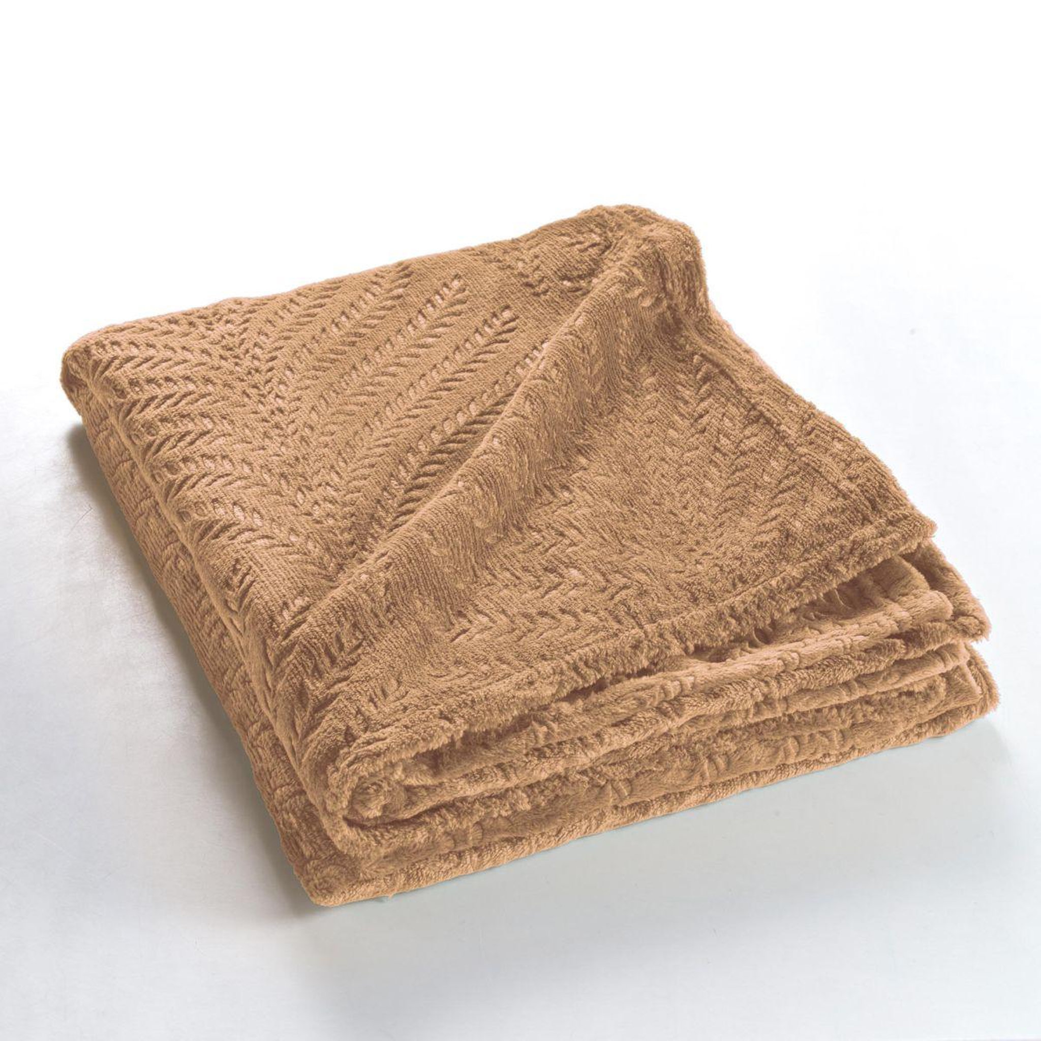 Voir la diapositive 3 : Douceur d'Intérieur Plaid uni en flanelle  nelia  125x150cm camel