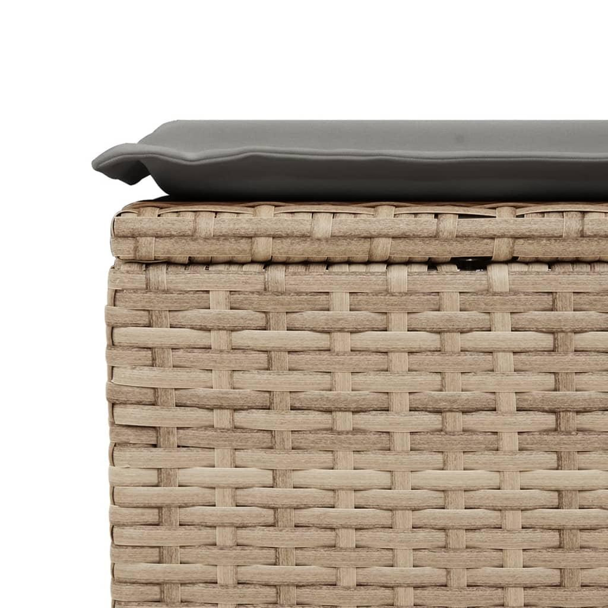 Voir la diapositive 5 : VIDAXL Tabouret de jardin avec coussin beige 55x55x37cm resine tressee