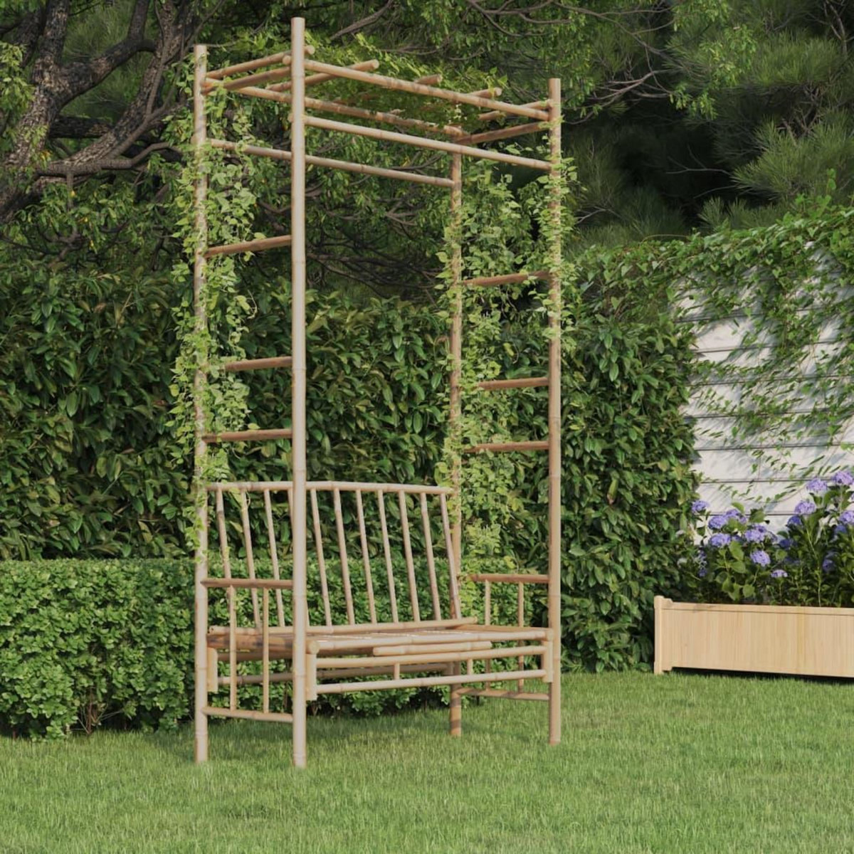 VIDAXL Banc de jardin avec pergola 116 cm Bambou