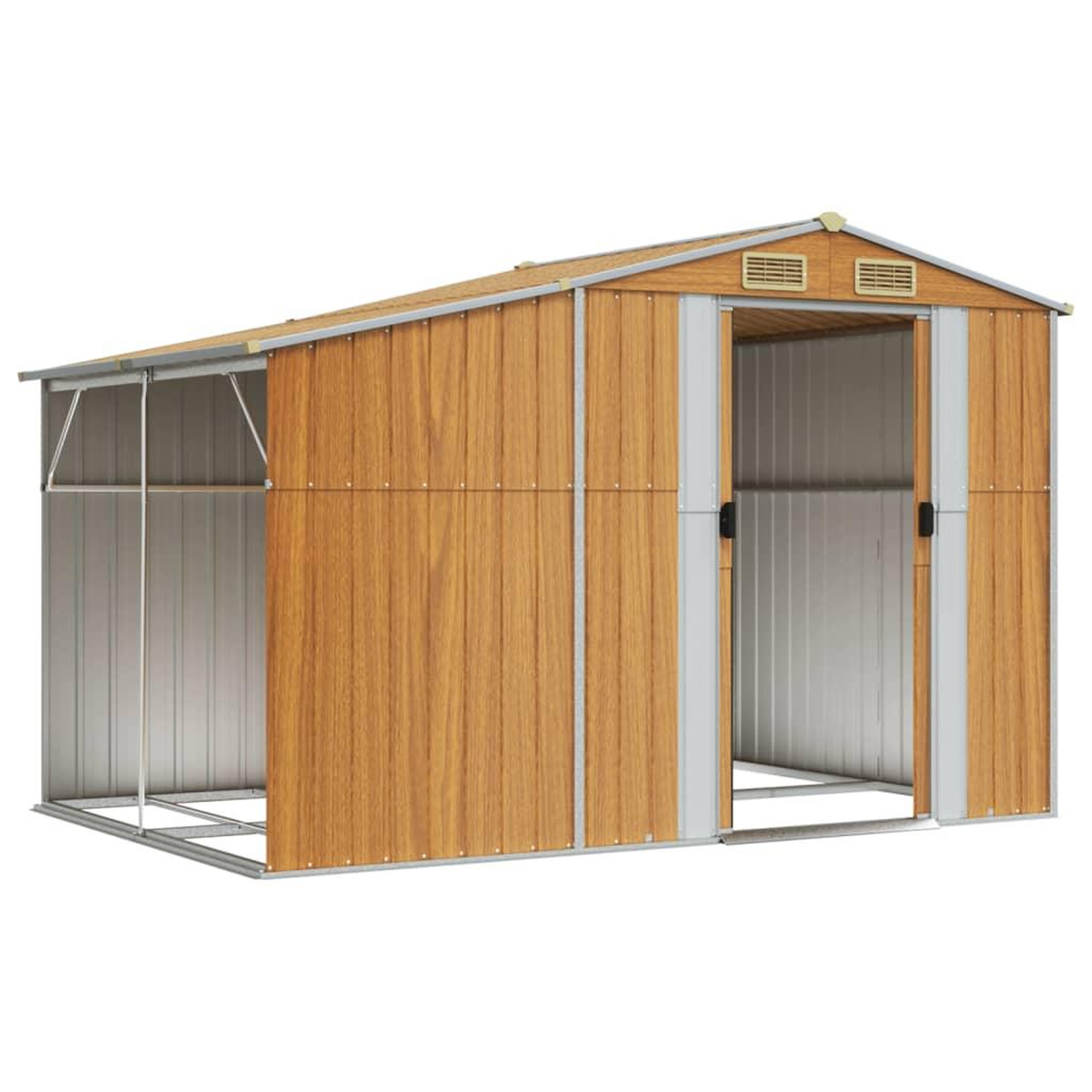 Voir la diapositive 3 : VIDAXL Abri de jardin marron clair 277x192,5x179 cm acier galvanise