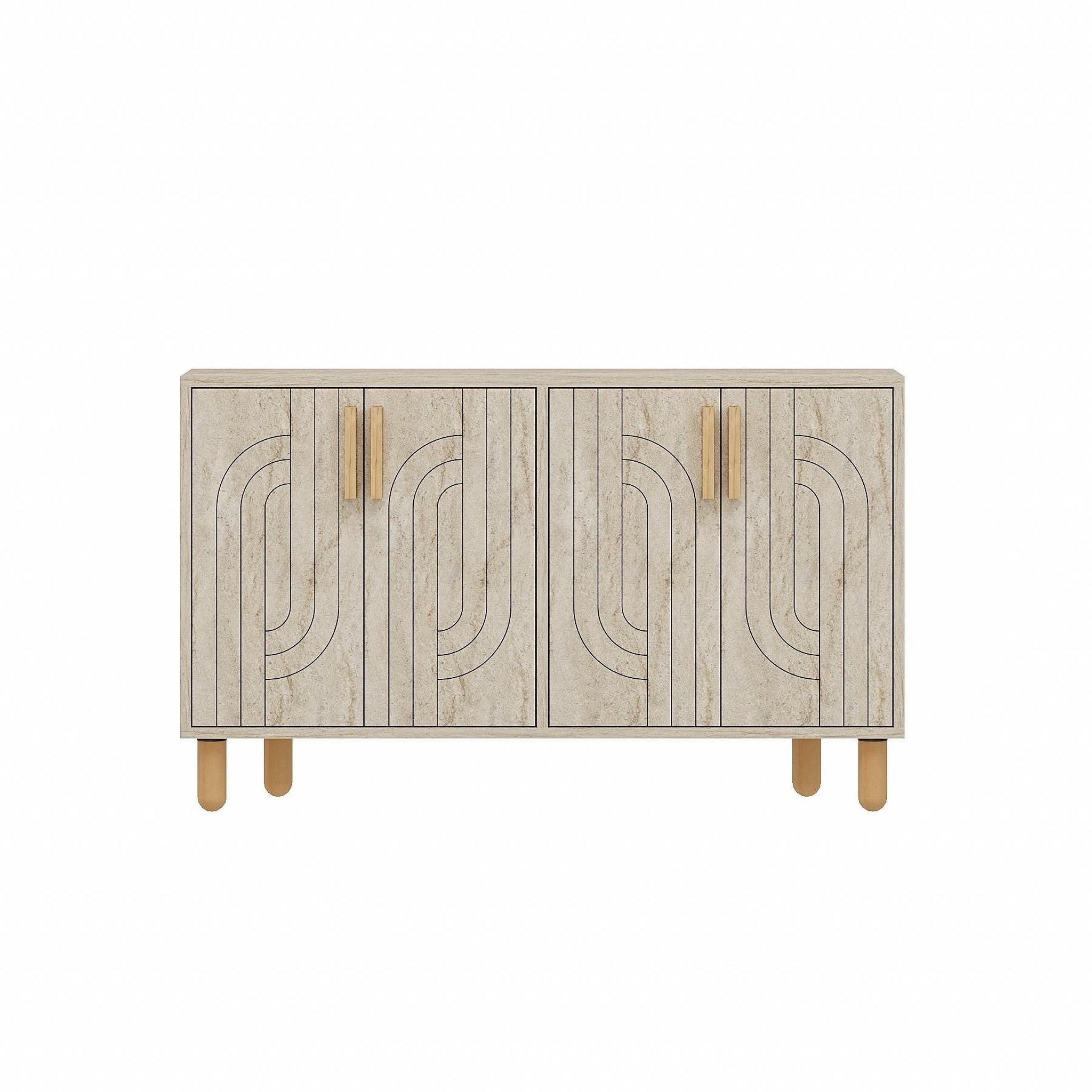 Habitat et Jardin Buffet en bois  rodney  - 120 x 30 x 74 cm - travertin