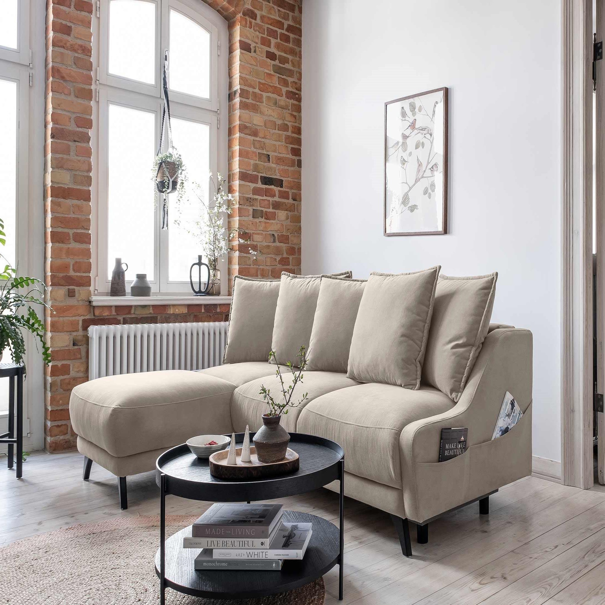 Voir la diapositive 5 : BEST MOBILIER Royal - canapé d'angle gauche - 4 places - convertible avec coffre - en velours
