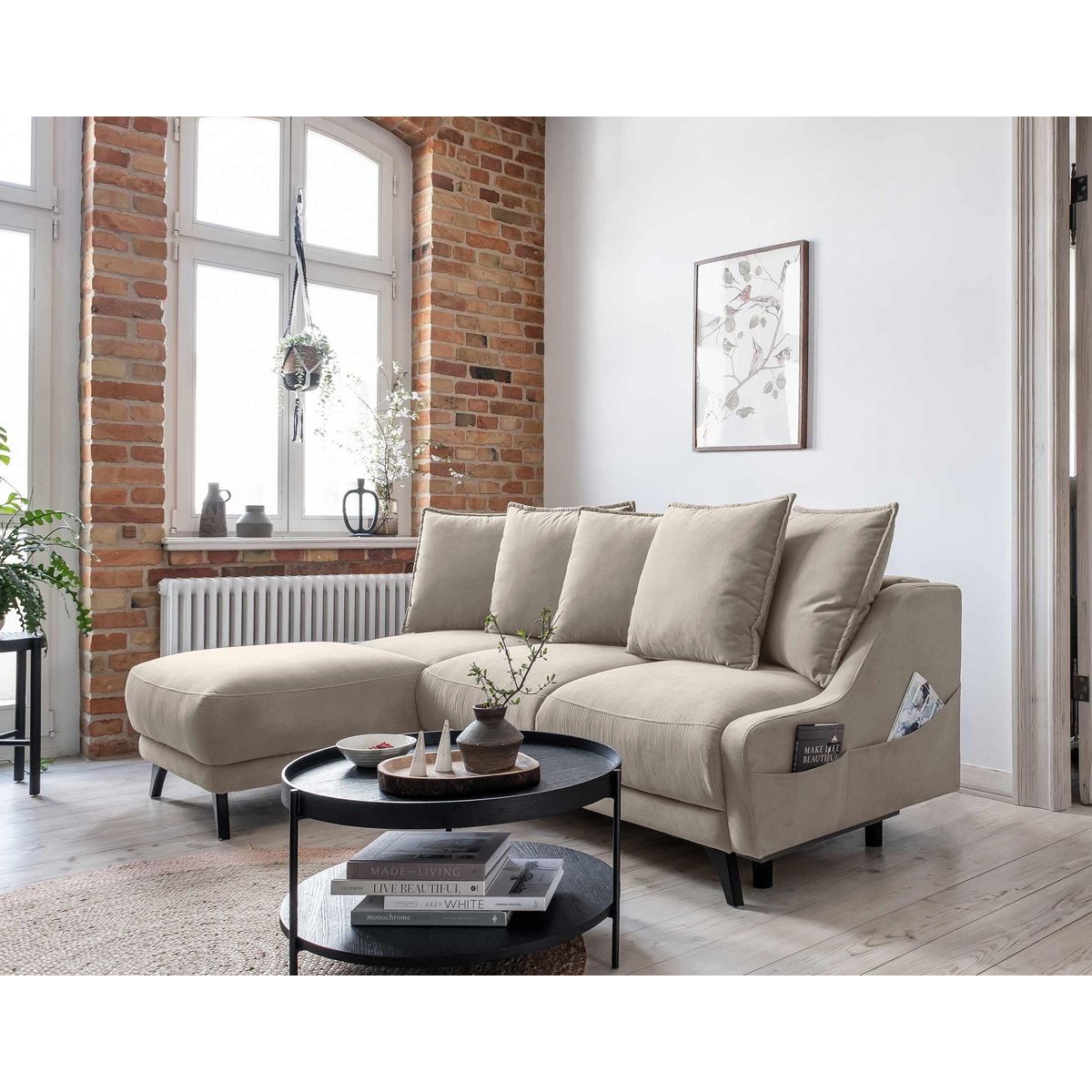 BEST MOBILIER Royal - canapé d'angle gauche - 4 places - convertible avec coffre - en velours