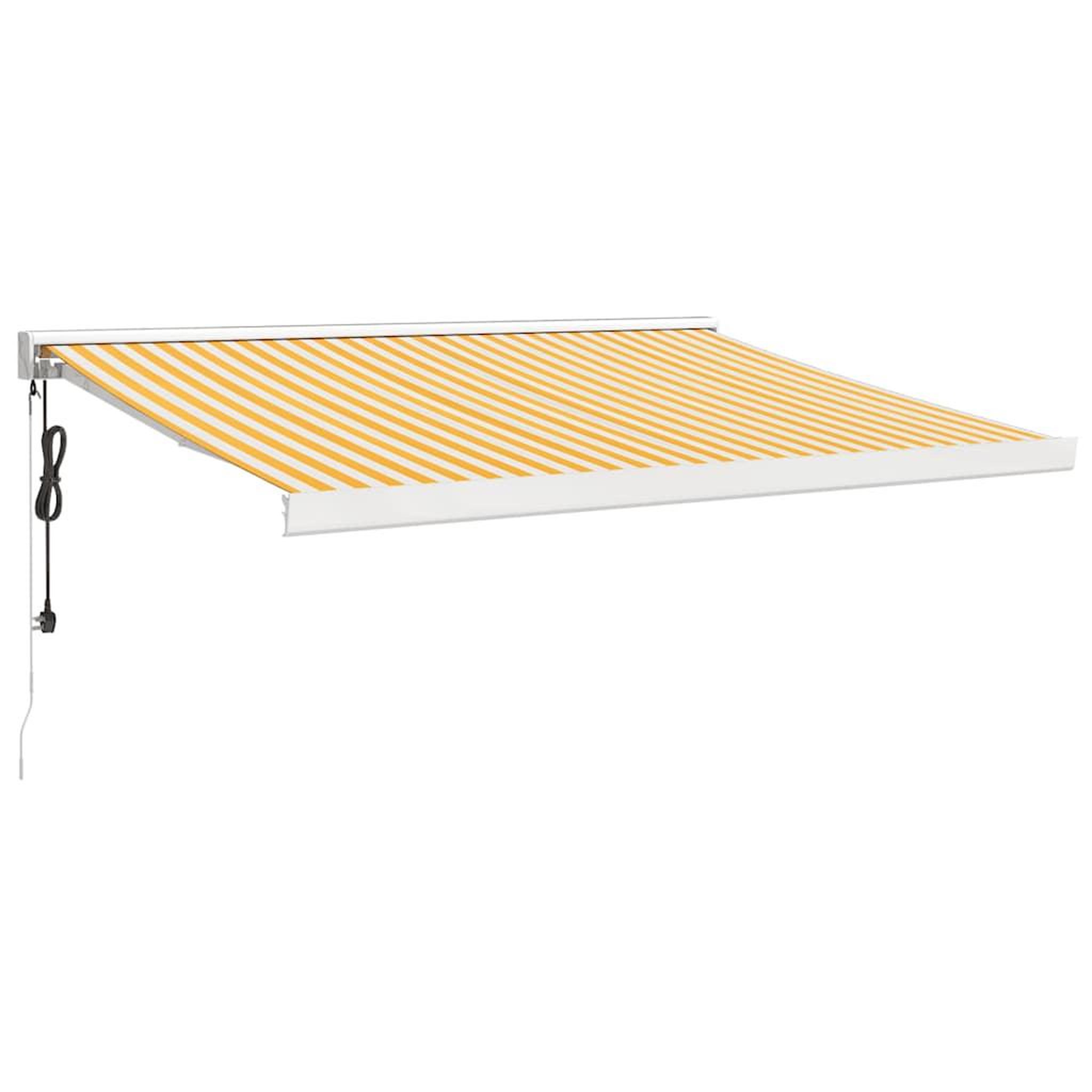 Voir la diapositive 2 : VIDAXL Auvent retractable jaune et blanc 3,5x2,5 m tissu et aluminium