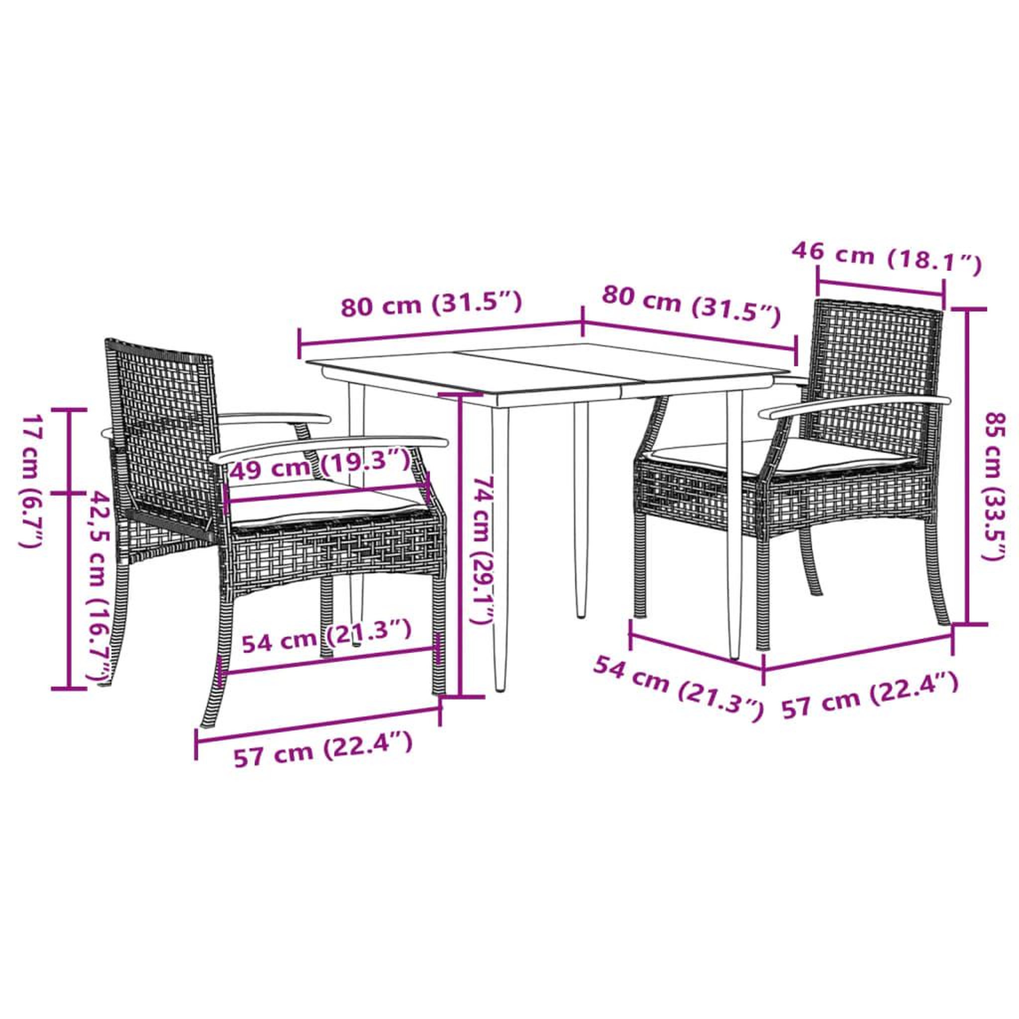 Voir la diapositive 6 : VIDAXL Ensemble a manger de jardin avec coussins 3 pcs Noir