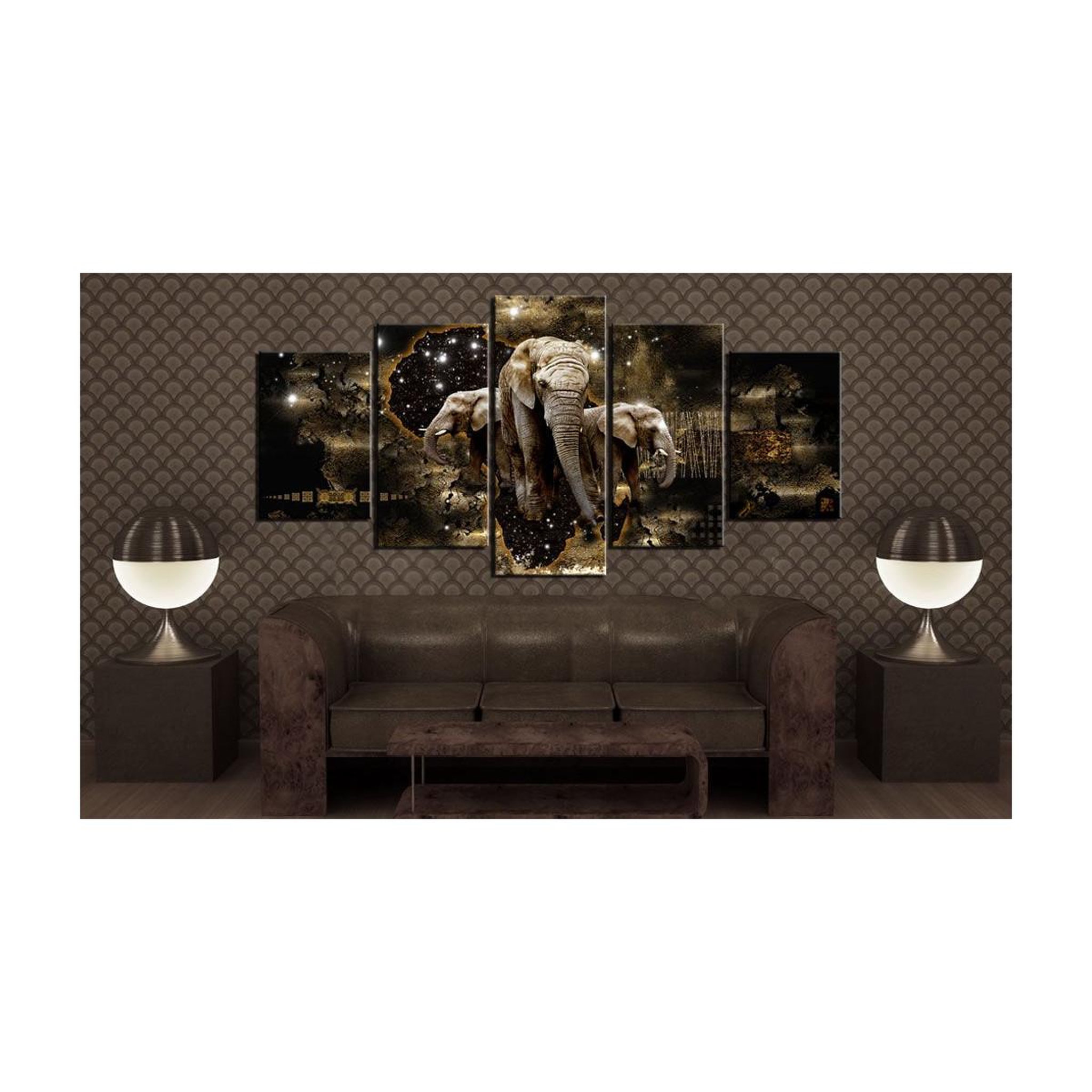 Voir la diapositive 2 : Paris Prix Tableau Imprimé  Brown Elephants