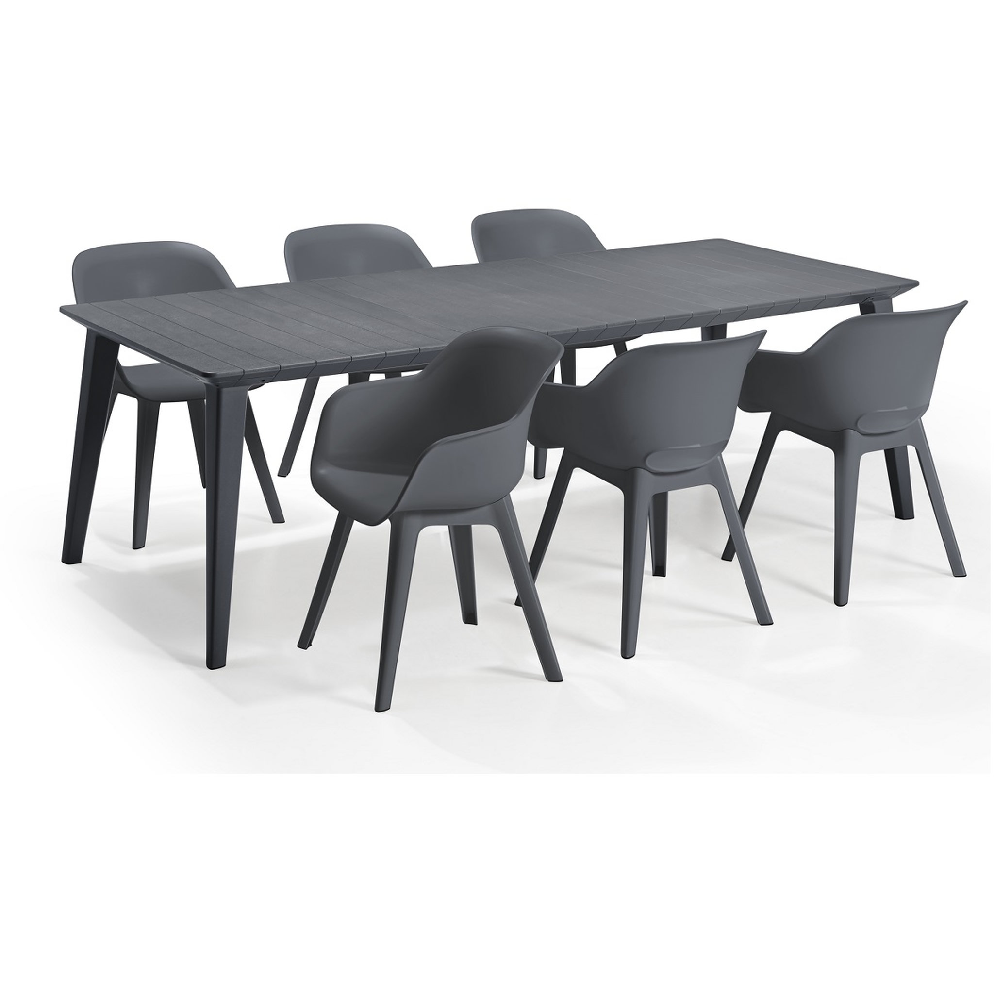 Voir la diapositive 2 : Table de jardin extensible résine gris anthracite 10 places LIMA