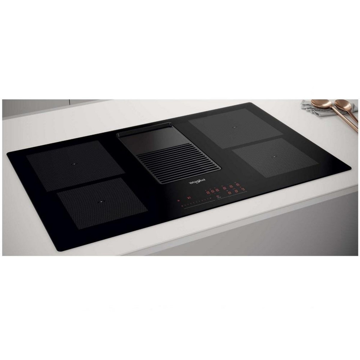 Whirlpool Table de cuisson aspirante induction 83cm 4 feux 7500w noir - WVH92K/1