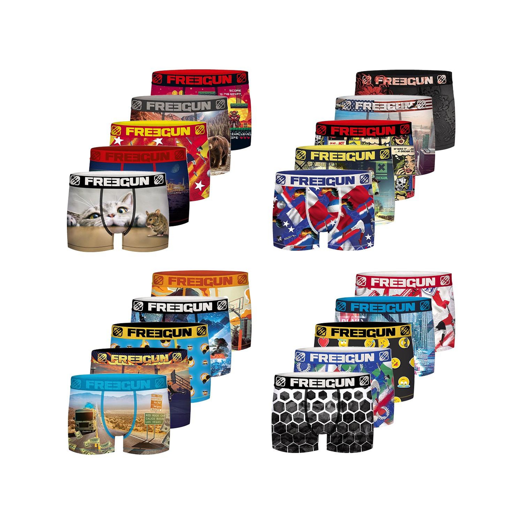 Voir la diapositive 3 : FREEGUN Pack Surprise de 5 Boxers microfibre garçon
