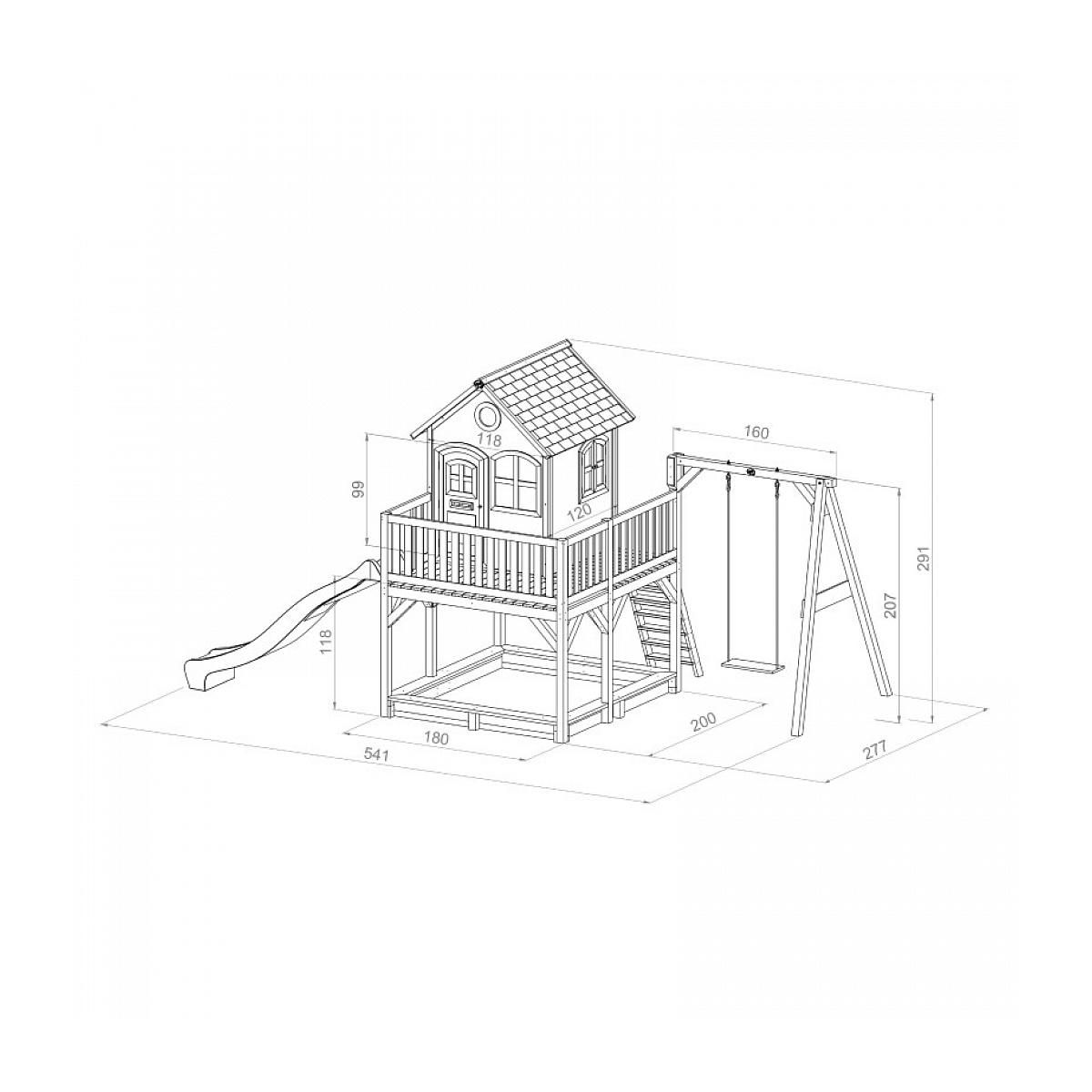 Axi House Axi Maisonnette LIAM  Brun Blanc avec 1 balancoire et toboggan Blanc et bac à sable