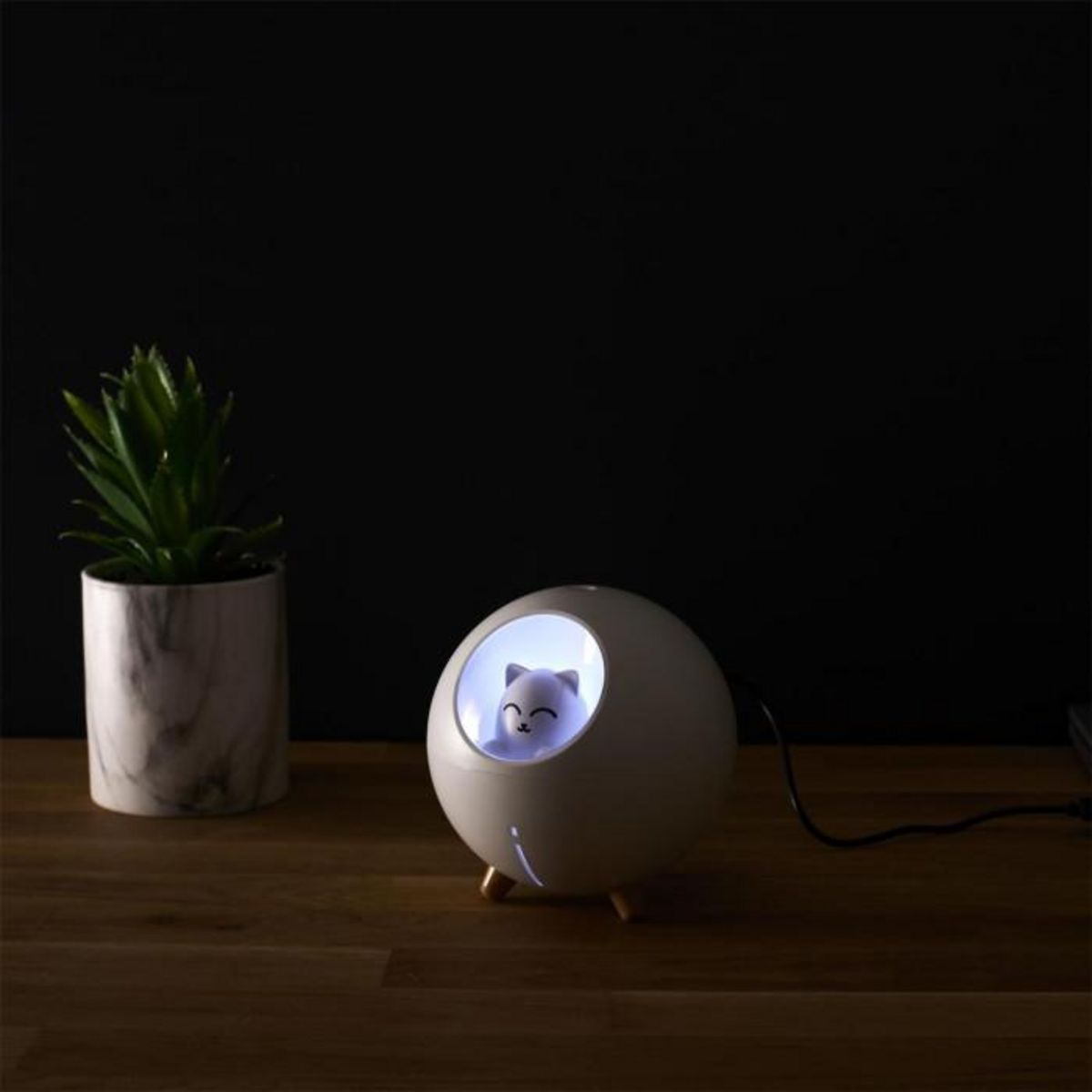 Paris Prix Diffuseur de Parfum Led  Chat  11cm Blanc