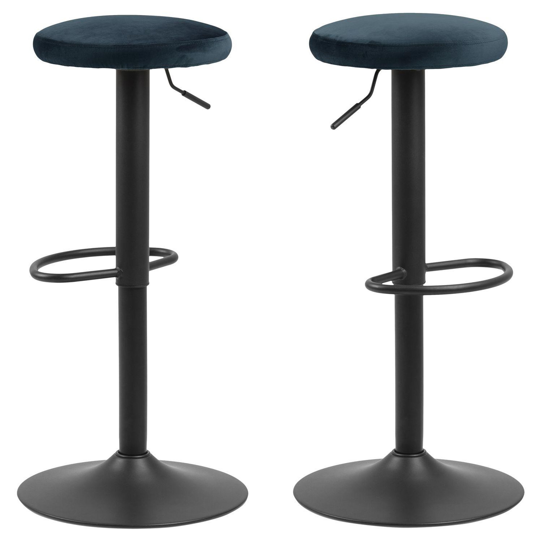 TOILINUX Lot de 2 tabourets de bar finch avec repose pieds et hauteur réglable en tissu et métal. Coloris disponibles : Gris, Vert