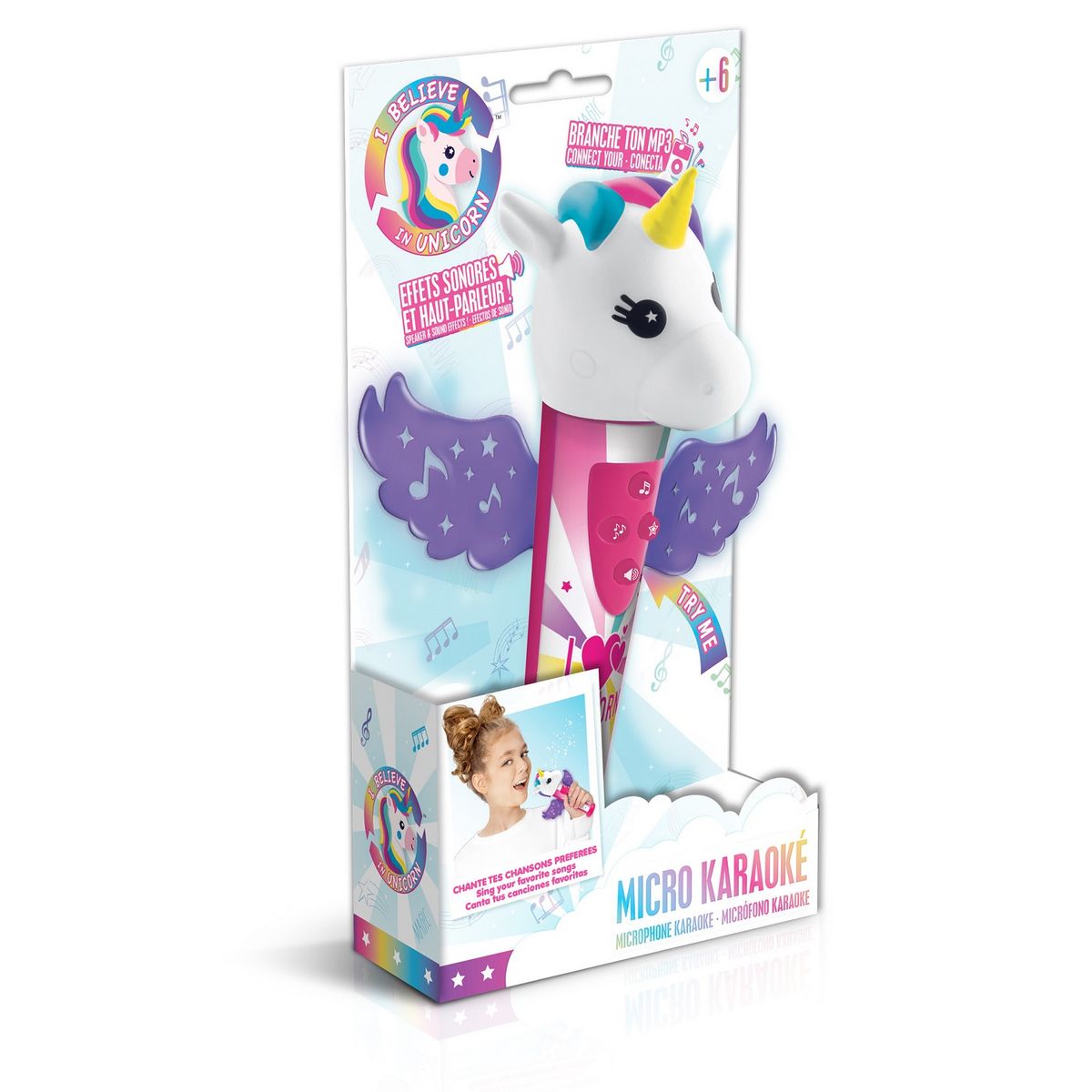 Enceinte Karaoké Licorne Sans Fil Lexibook Avec Micro - Modèle BTC050UNI, Rose, Neuve