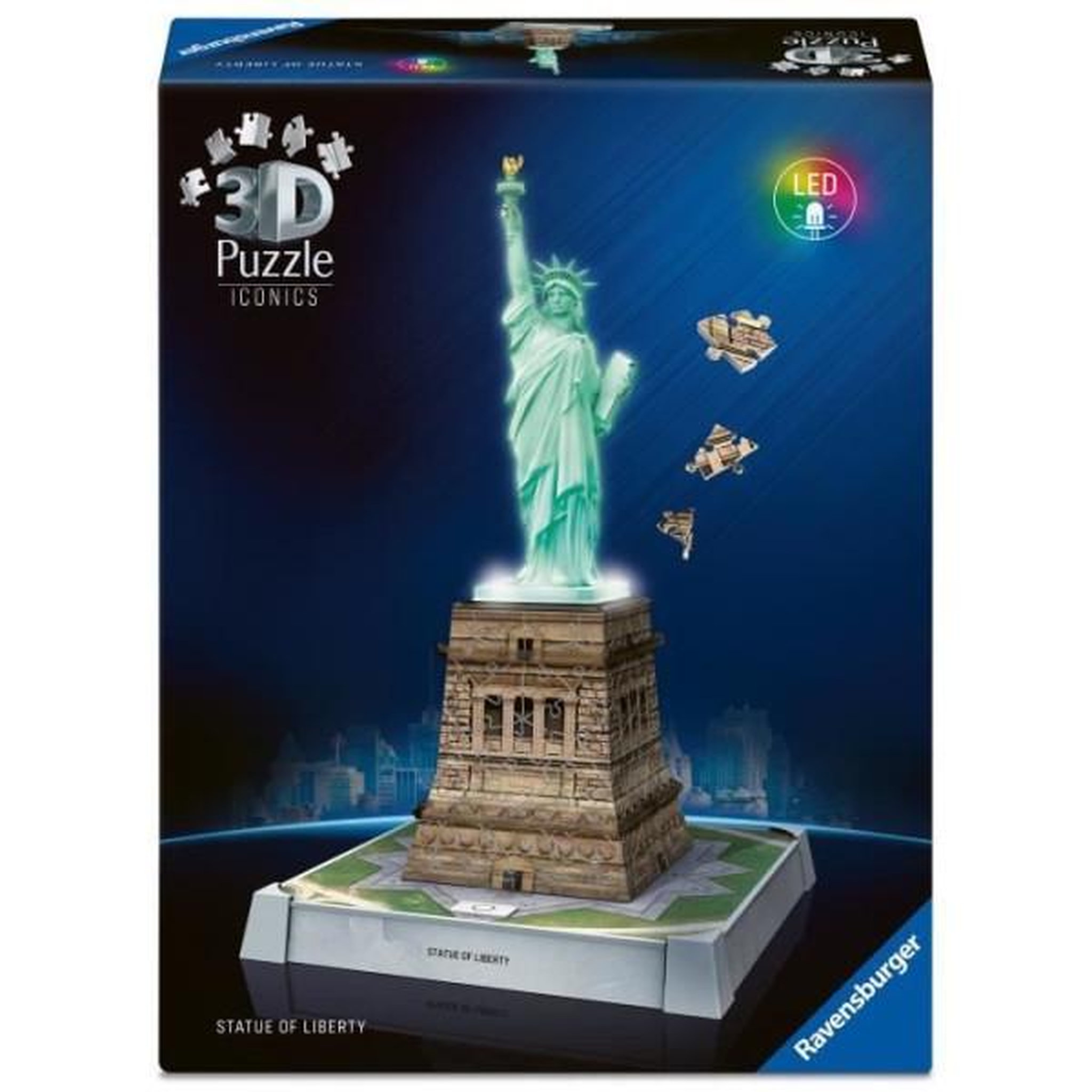 RAVENSBURGER Puzzle 3d iconics - statue de la liberté illuminée