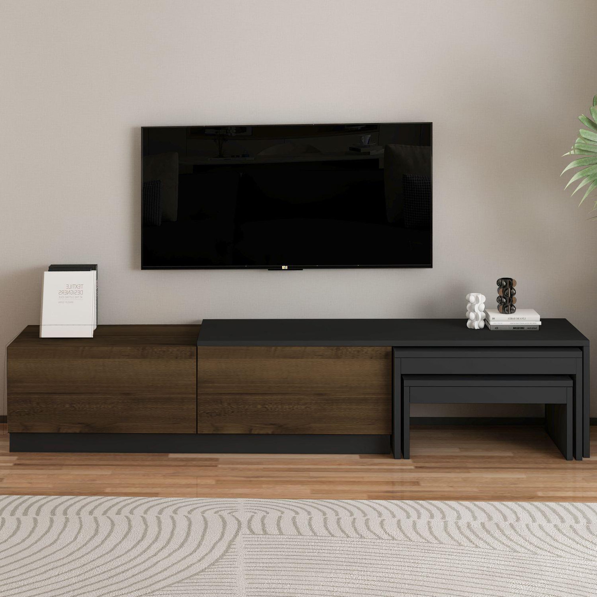 Voir la diapositive 2 : Habitat et Jardin Meuble tv en bois  nest  - 180 x 30 x 36 cm - marron