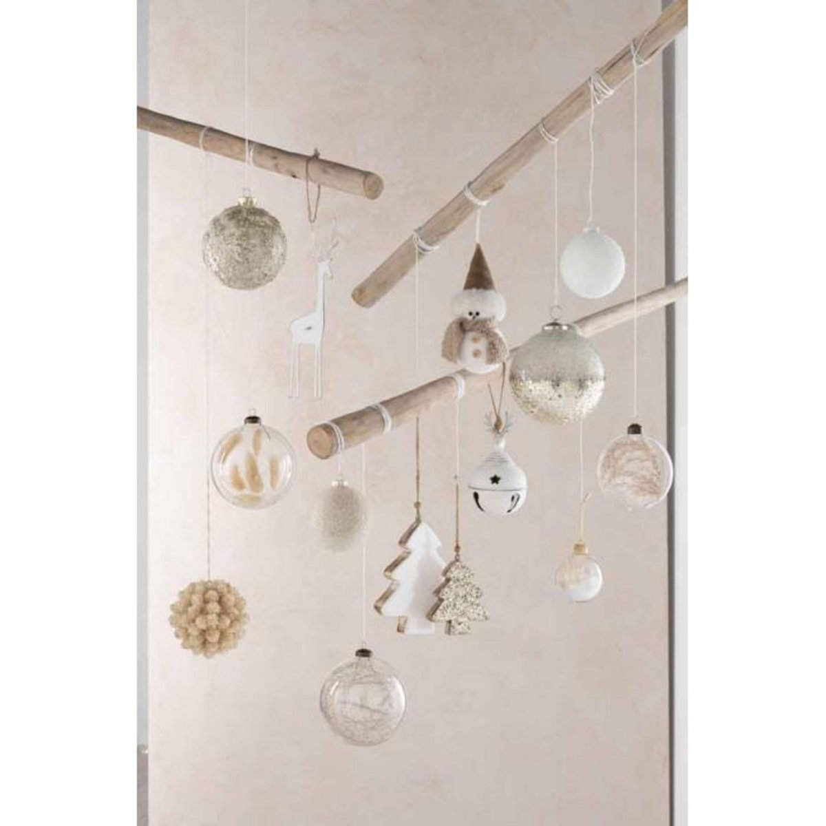 Paris Prix Lot de 4 Boules de Noël  Pampas  10cm Transparent