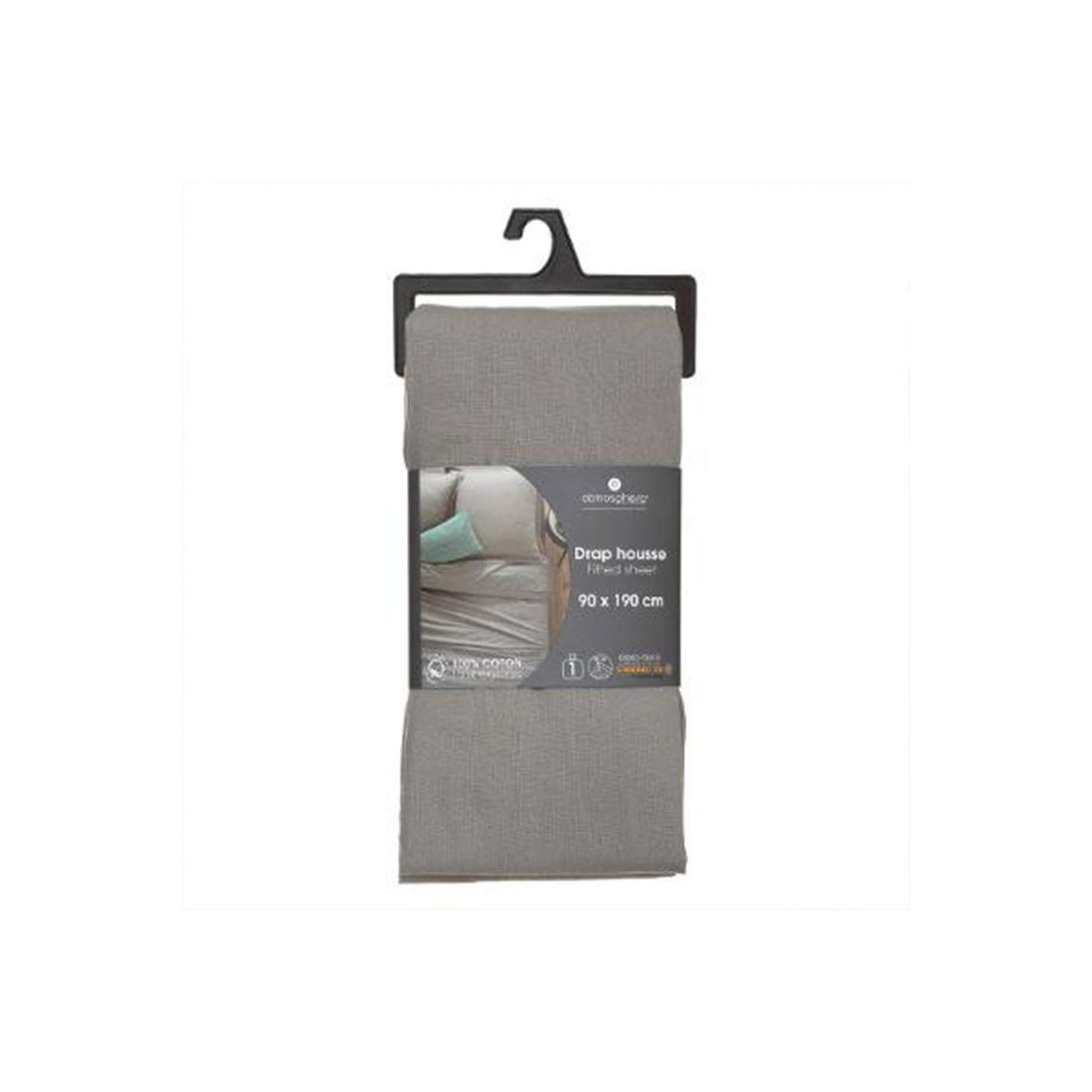 Voir la diapositive 4 : ATMOSPHERA Drap housse  intérieur  90x190cm gris