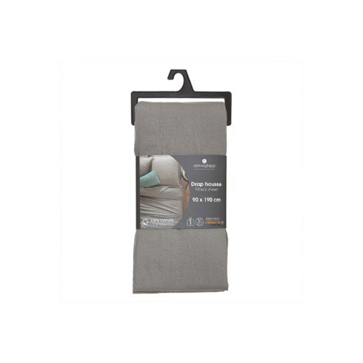 ATMOSPHERA Drap Housse  Intérieur  90x190cm Gris
