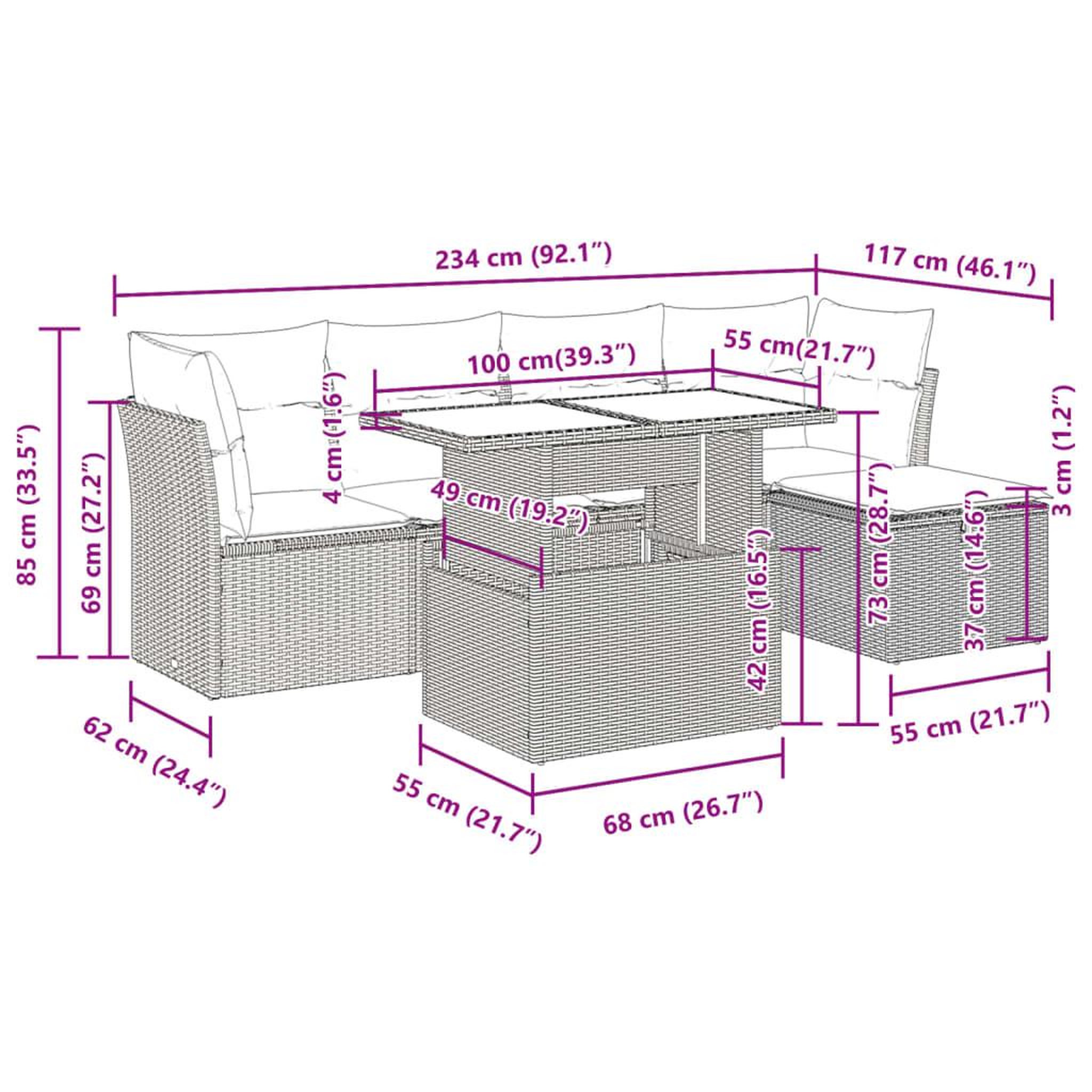 Voir la diapositive 6 : VIDAXL Salon de jardin 6 pcs avec coussins noir resine tressee