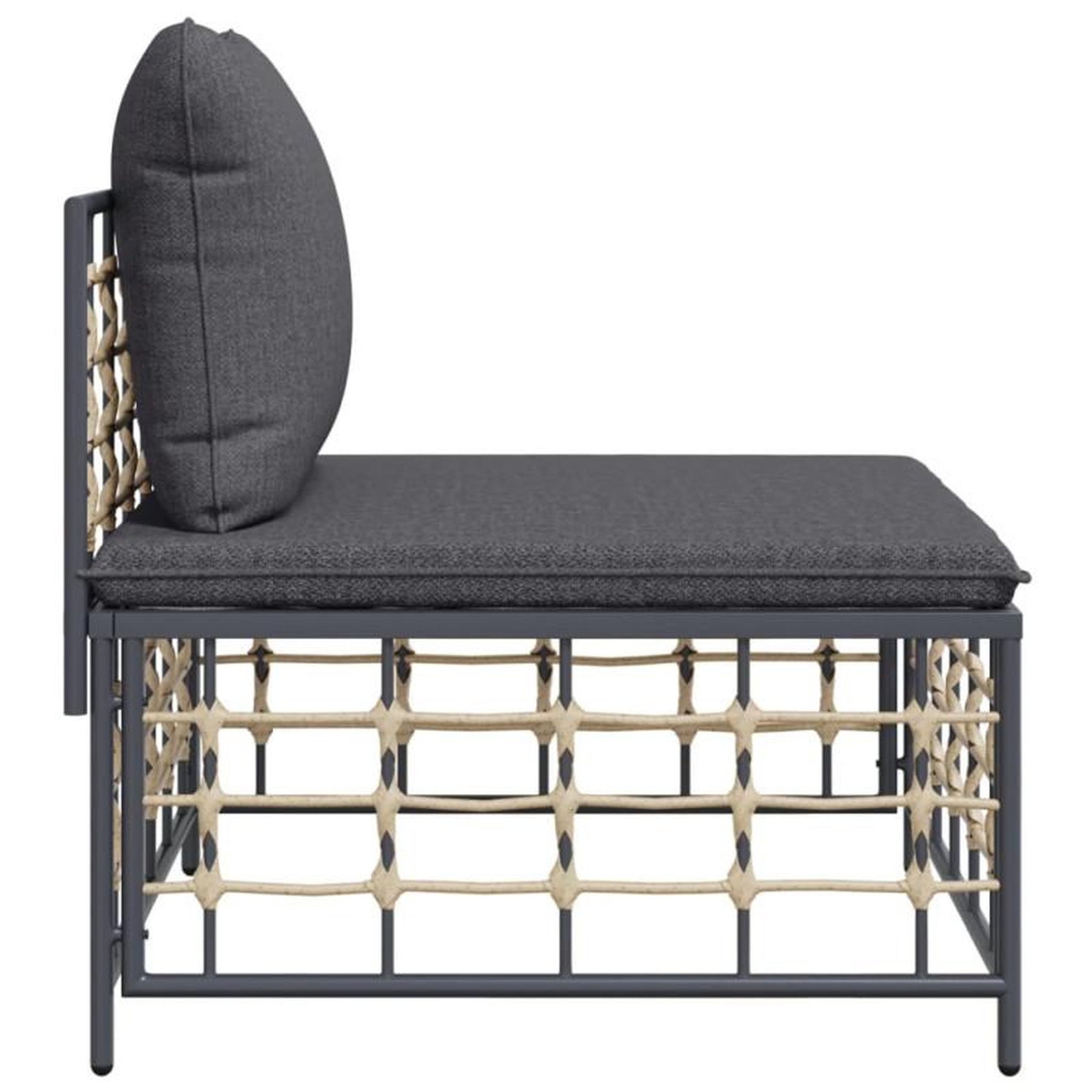 Voir la diapositive 4 : VIDAXL Canapé central de jardin avec coussin gris foncé résine tressée
