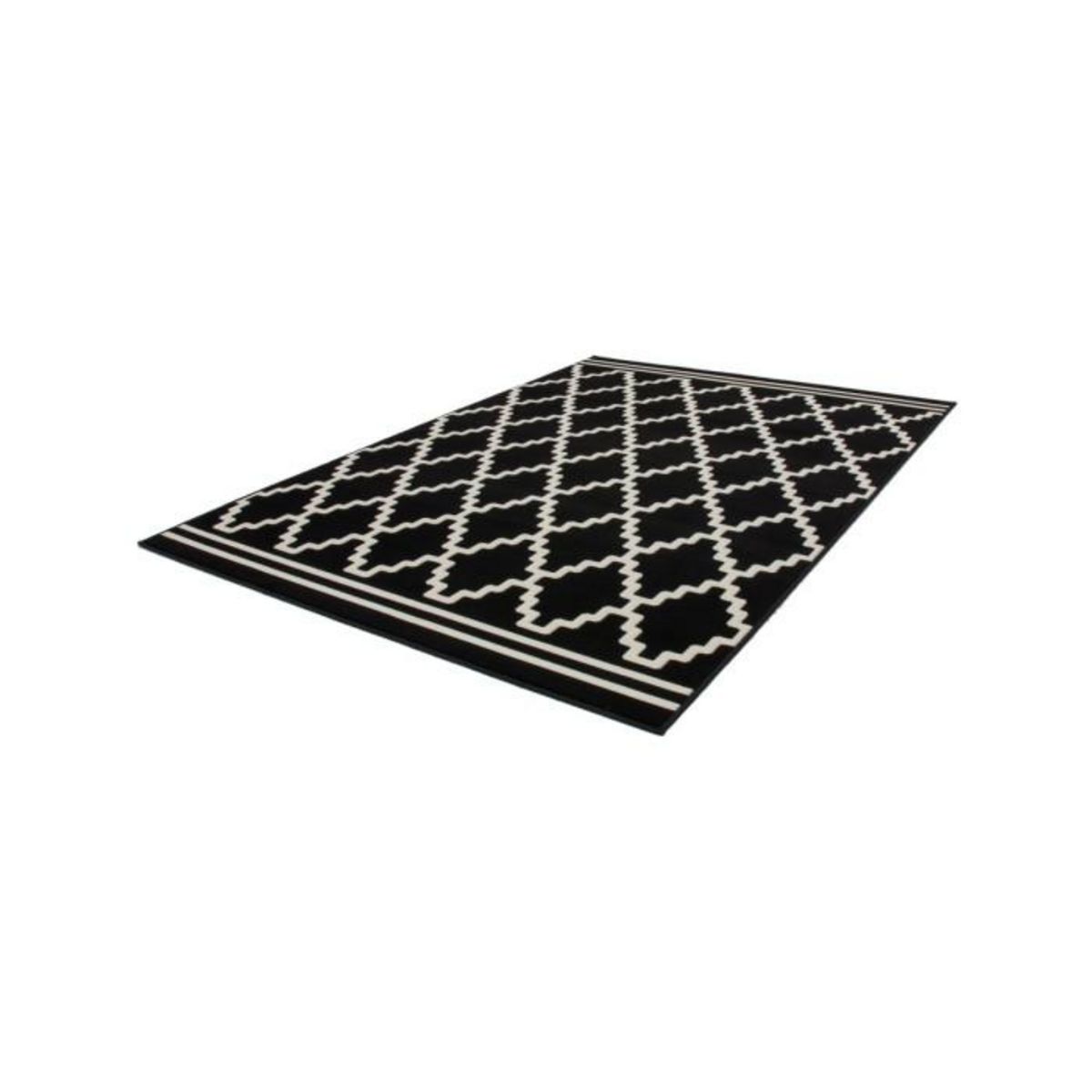 Paris Prix Tapis Imprimé Losange à Poils Courts  Lina  Noir