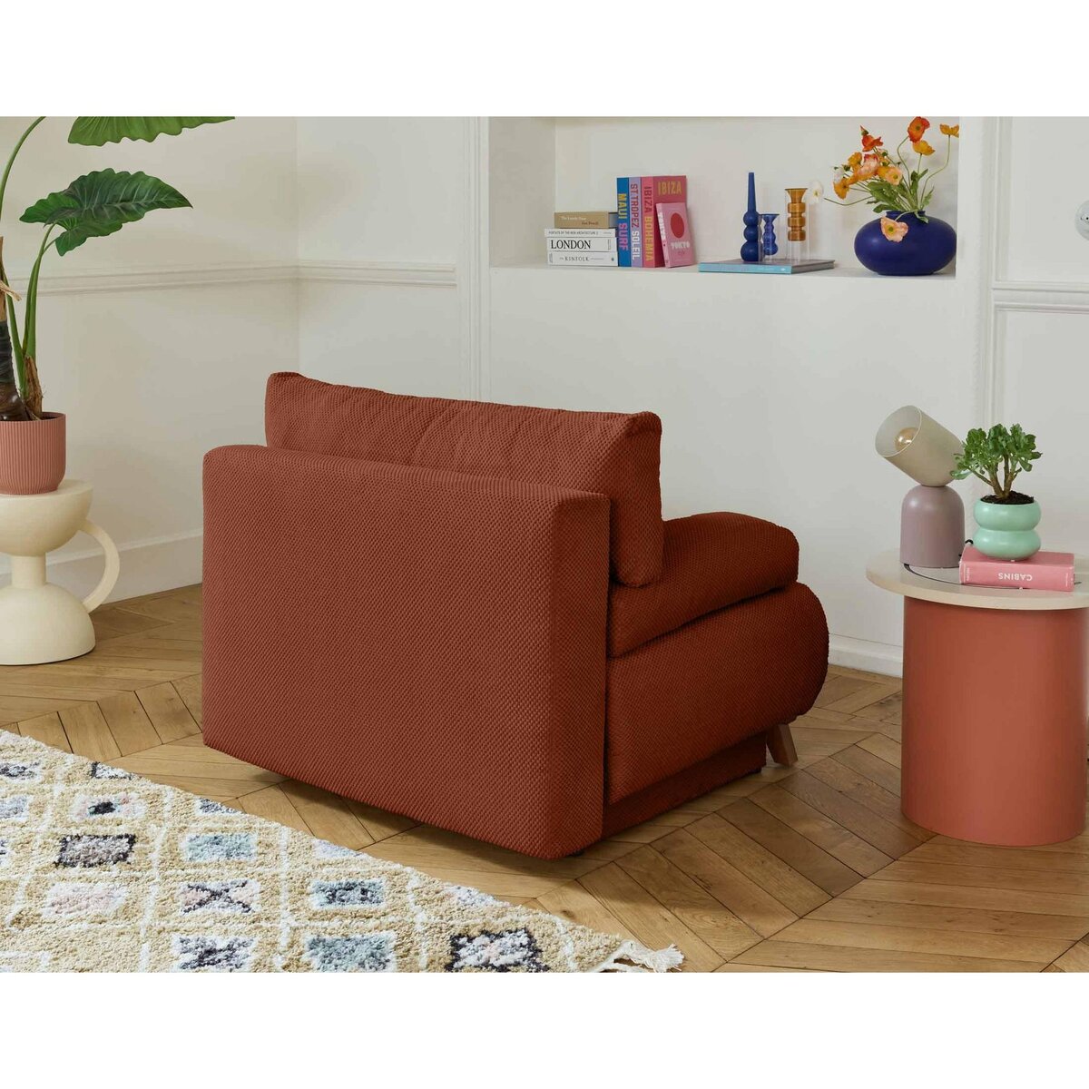 BEST MOBILIER Cristal - fauteuil - convertible avec coffre - en velours texturé