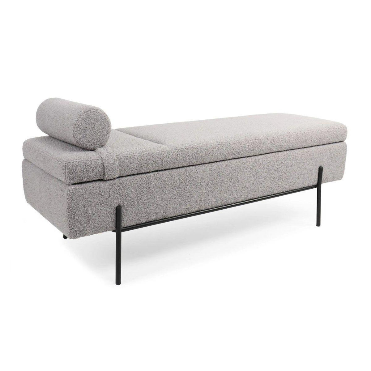 Paris Prix Banquette & Coffre Bouclette  Loyd  140cm Gris