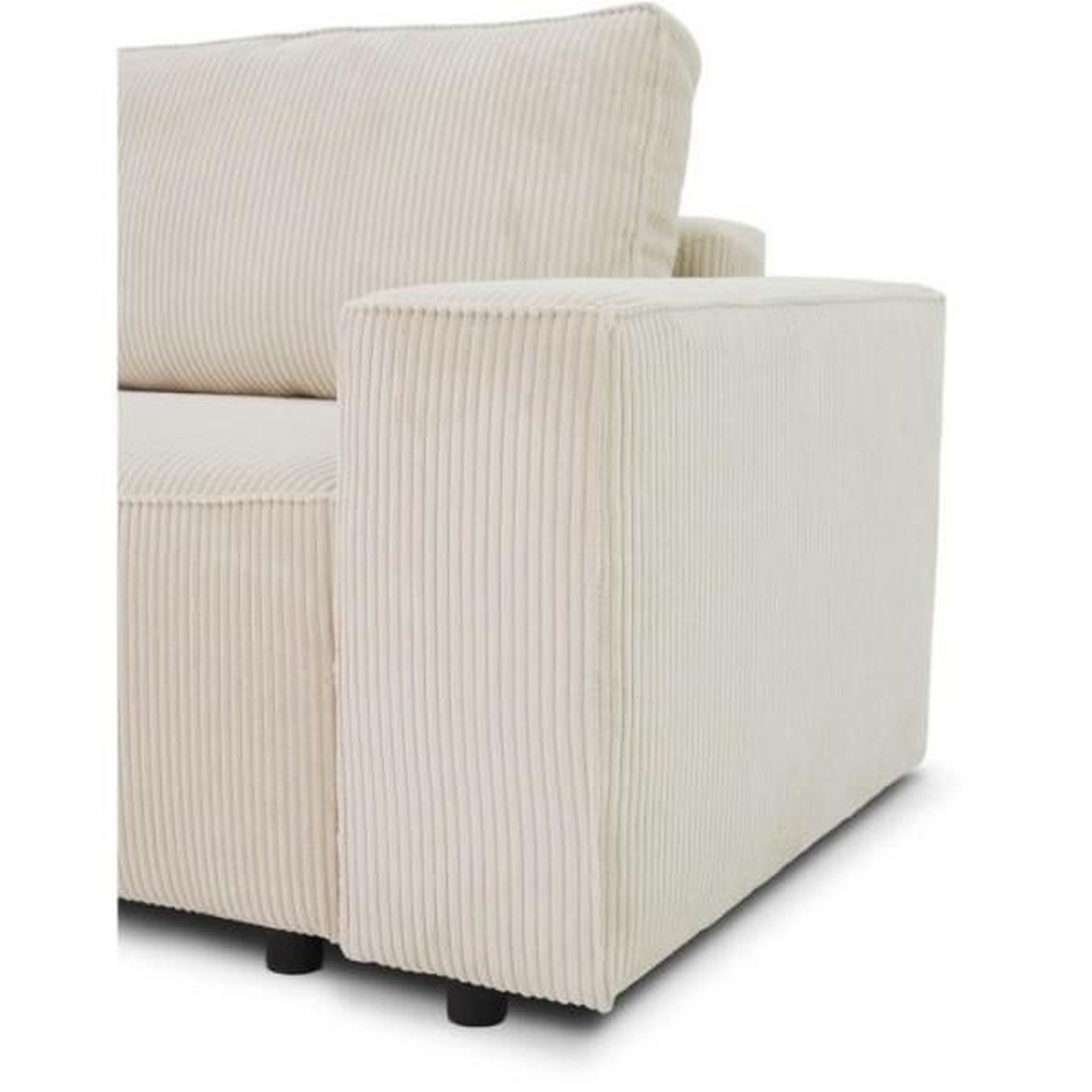 Voir la diapositive 6 : MARKET24 Canapé droit convertible 3 places JOSH - velours côtelé beige - Coffre de rangement - L239xP86xH85cm
