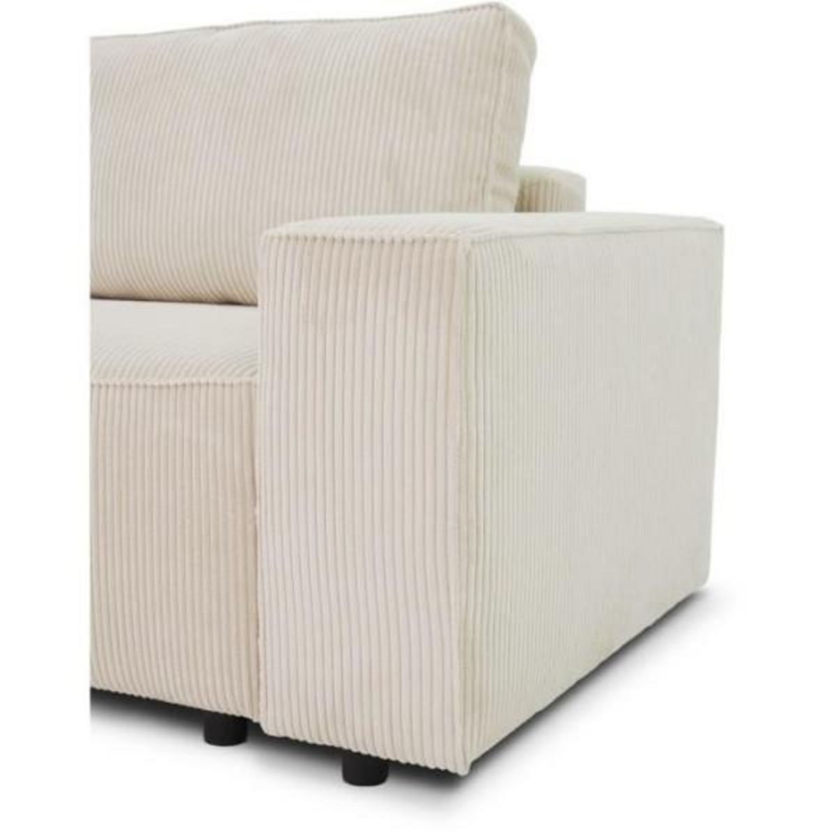 MARKET24 Canapé droit convertible 3 places JOSH - velours côtelé beige - Coffre de rangement - L239xP86xH85cm