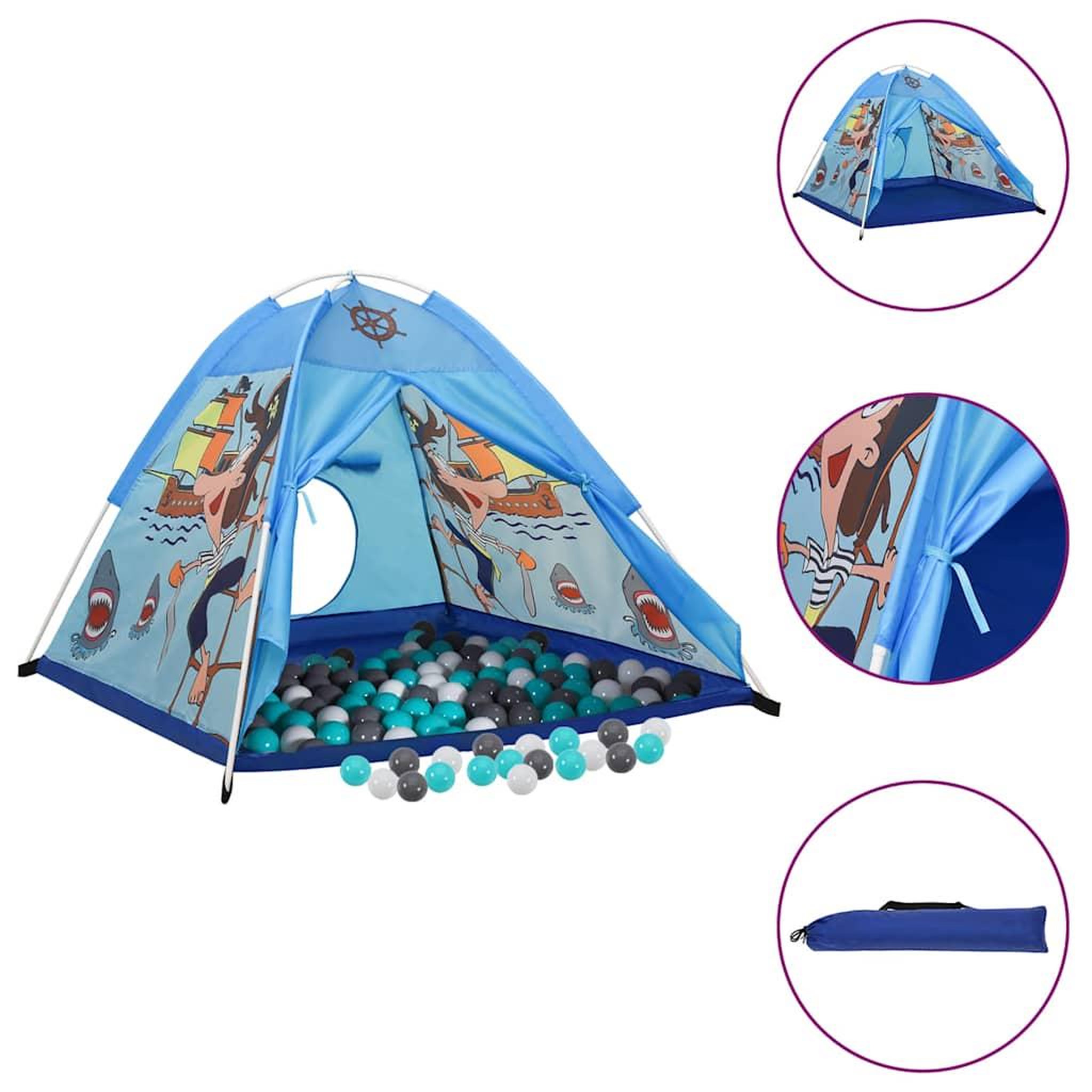 VIDAXL Tente de jeu pour enfants avec 250 balles Bleu 120x120x90 cm