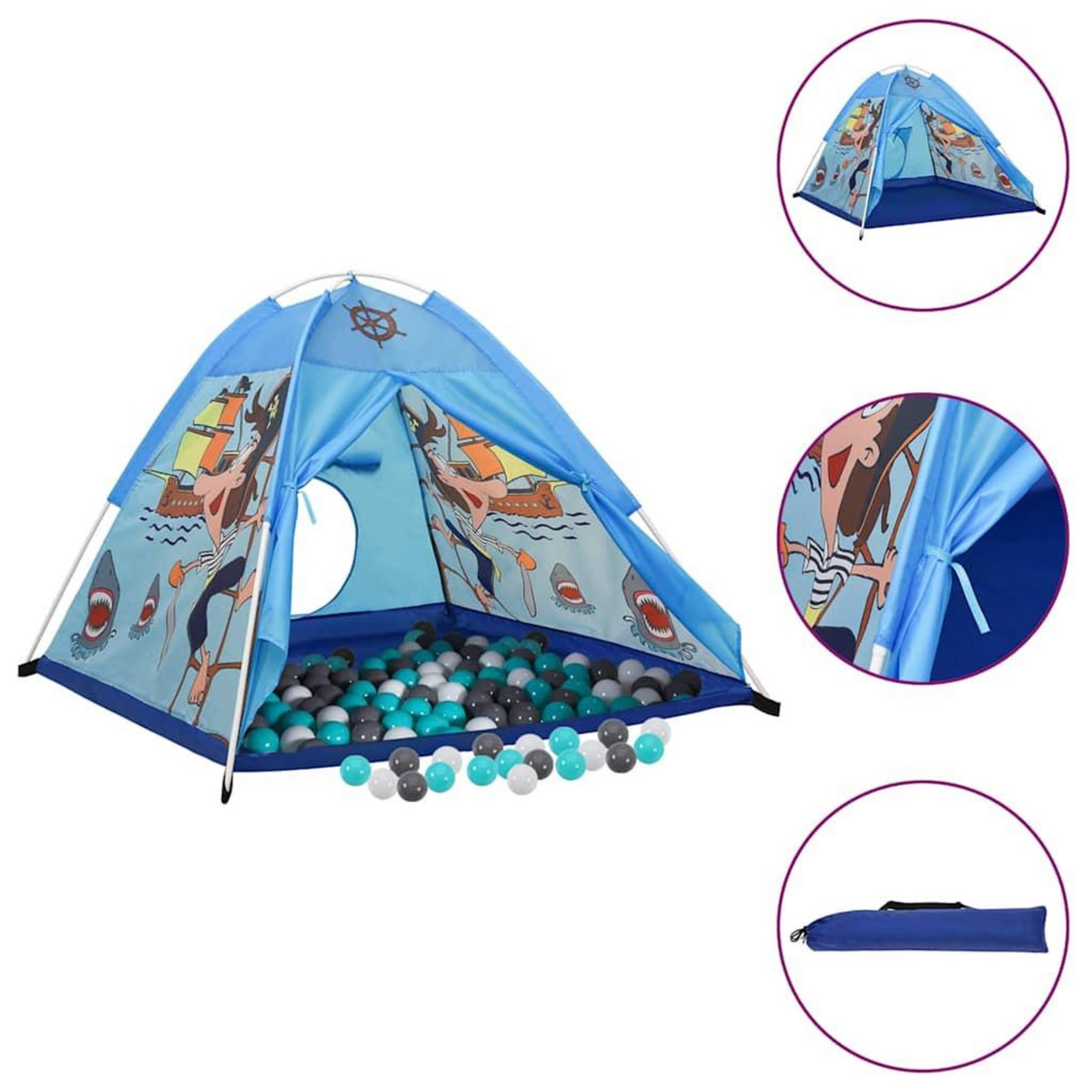 VIDAXL Tente de jeu pour enfants avec 250 balles Bleu 120x120x90 cm