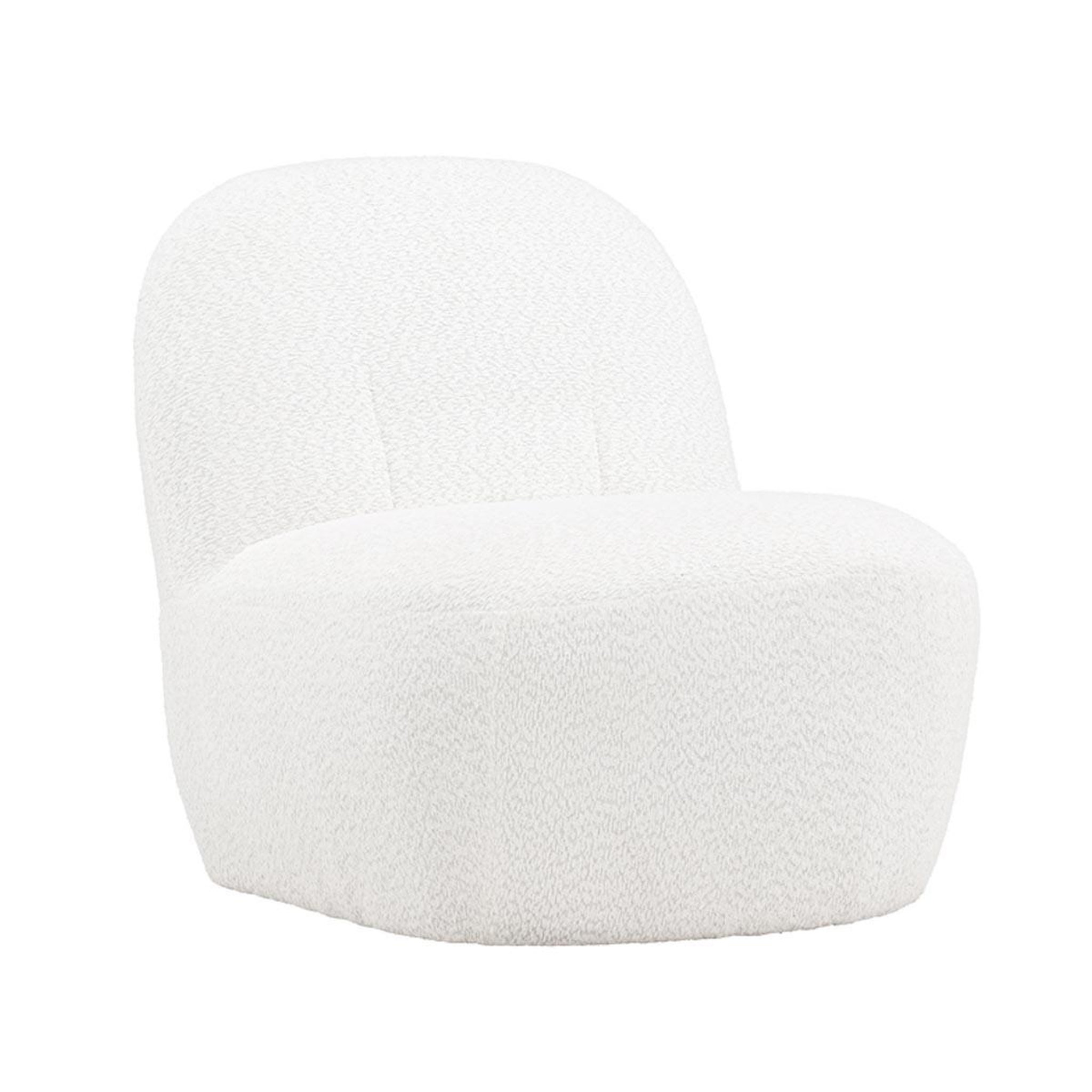 Paris Prix Fauteuil design en tissu bouclette  mahla  82cm blanc