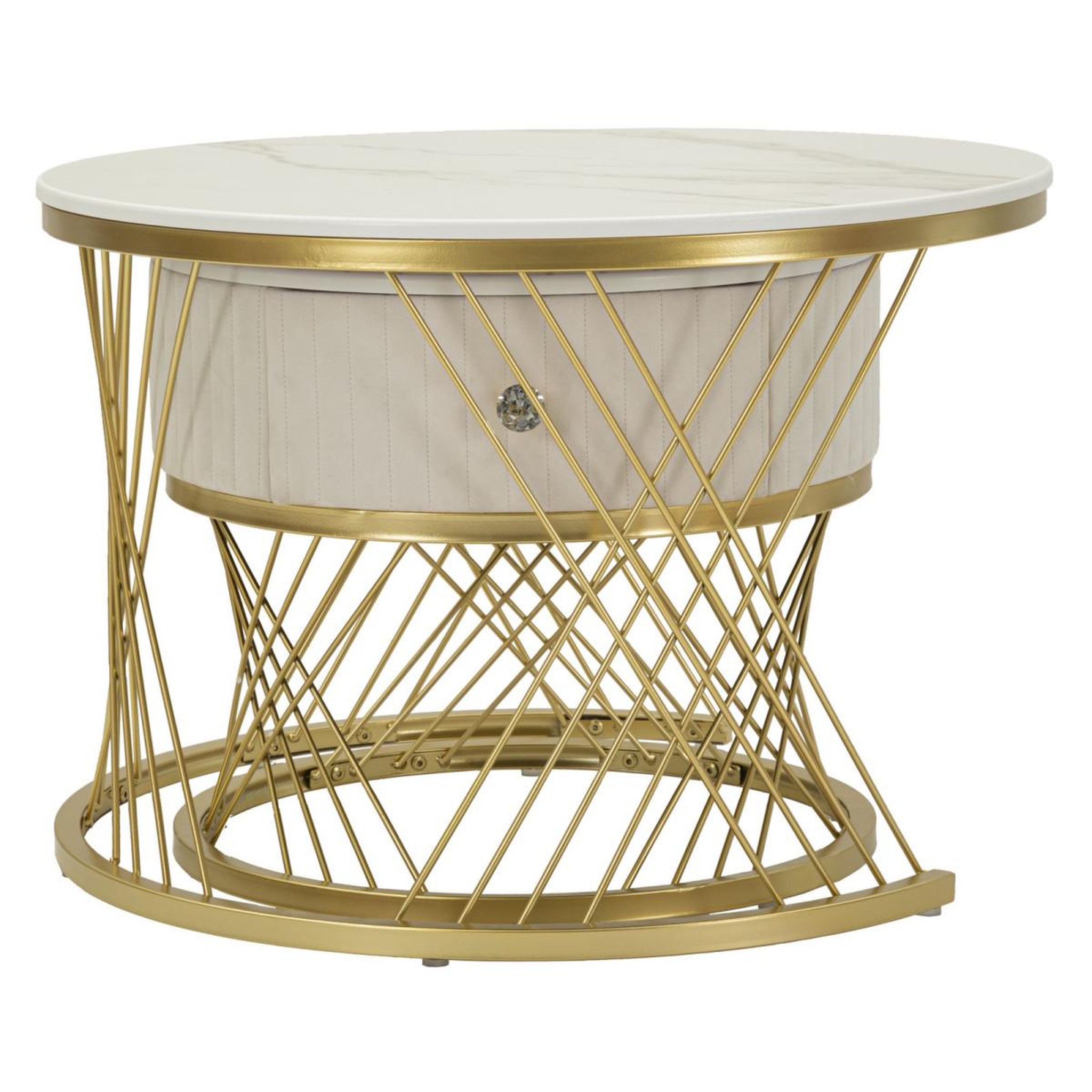 Voir la diapositive 5 : Paris Prix Lot de 2 Tables Basses  Votix  70cm Crème & Or