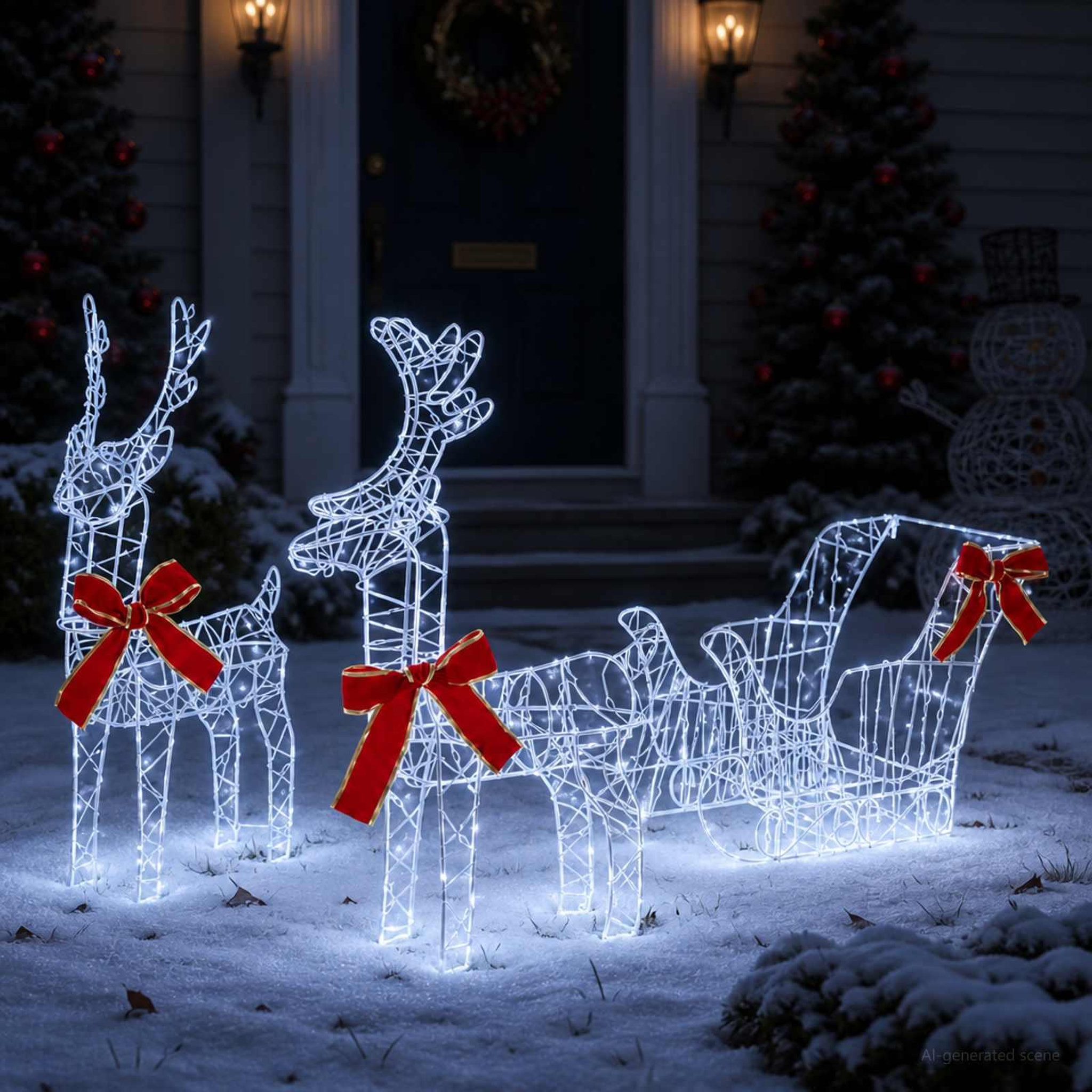 Voir la diapositive 4 : VIDAXL Renne et traîneau de Noël 3D LOVIISA 3 pc 400 LED Blanc froid