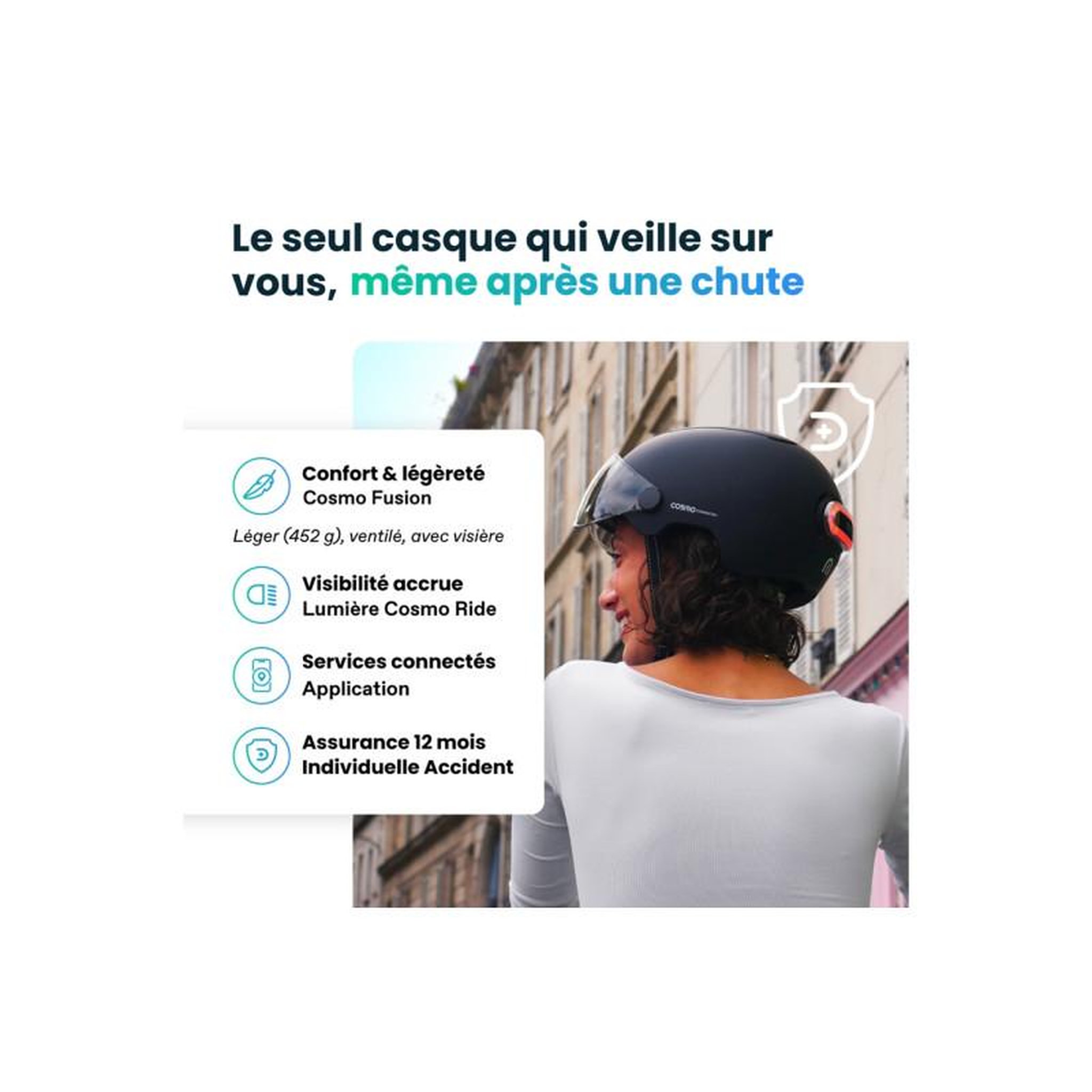 Voir la diapositive 6 : COSMO CONNECTED Casque vélo Cosmo Connected Fusion+ Jaune Fluorescent