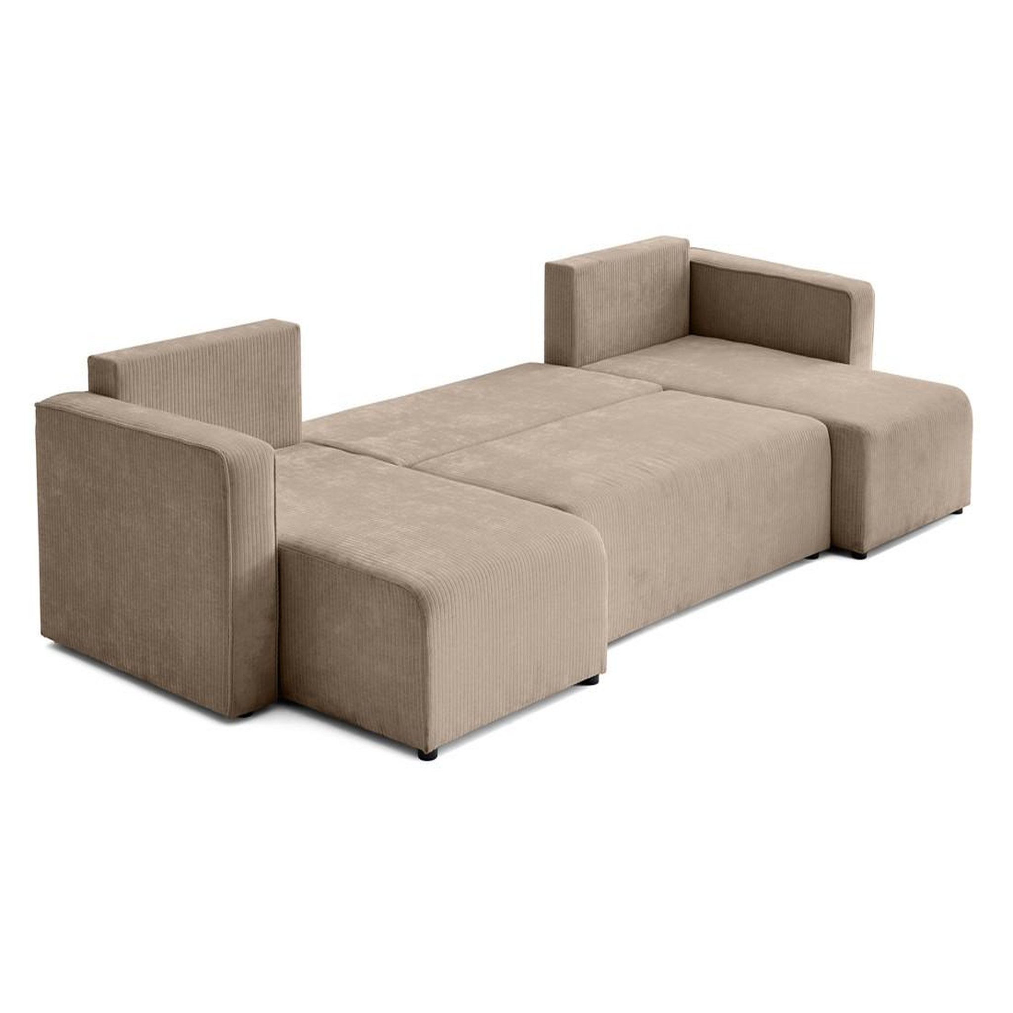 Voir la diapositive 3 : BEST MOBILIER Topaze - canapé panoramique en u - 7 places - convertible avec coffre - en velours côtelé plat