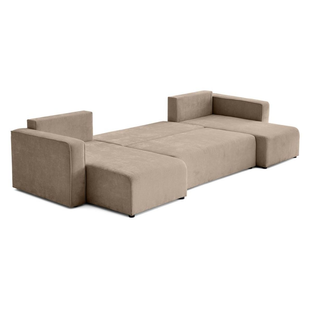 BEST MOBILIER Topaze - canapé panoramique en u - 7 places - convertible avec coffre - en velours côtelé plat