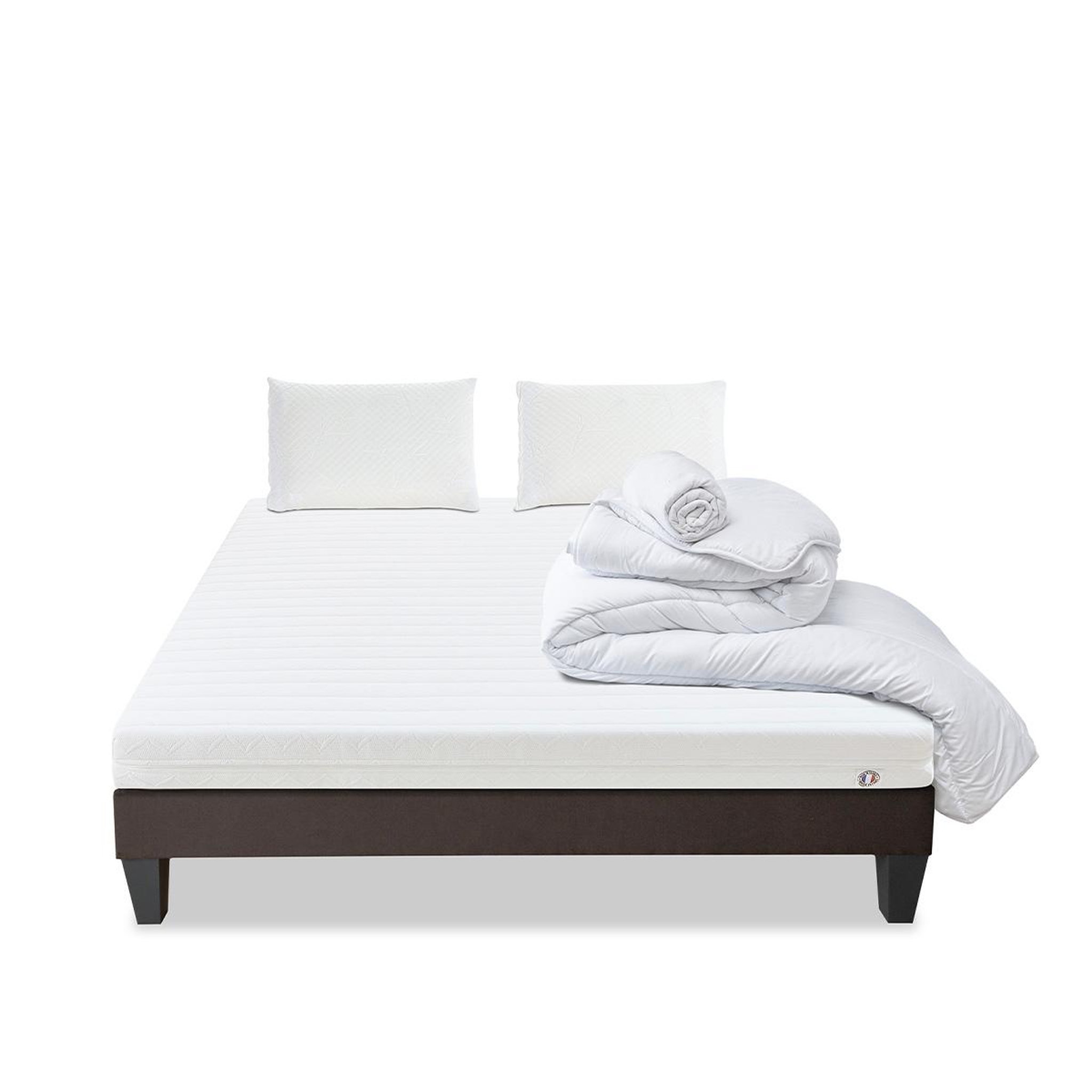 Voir la diapositive 1 : OLYMPE LITERIE Olympe literie | pack prêt à dormir egio | matelas latex like + sommier bois + accessoires