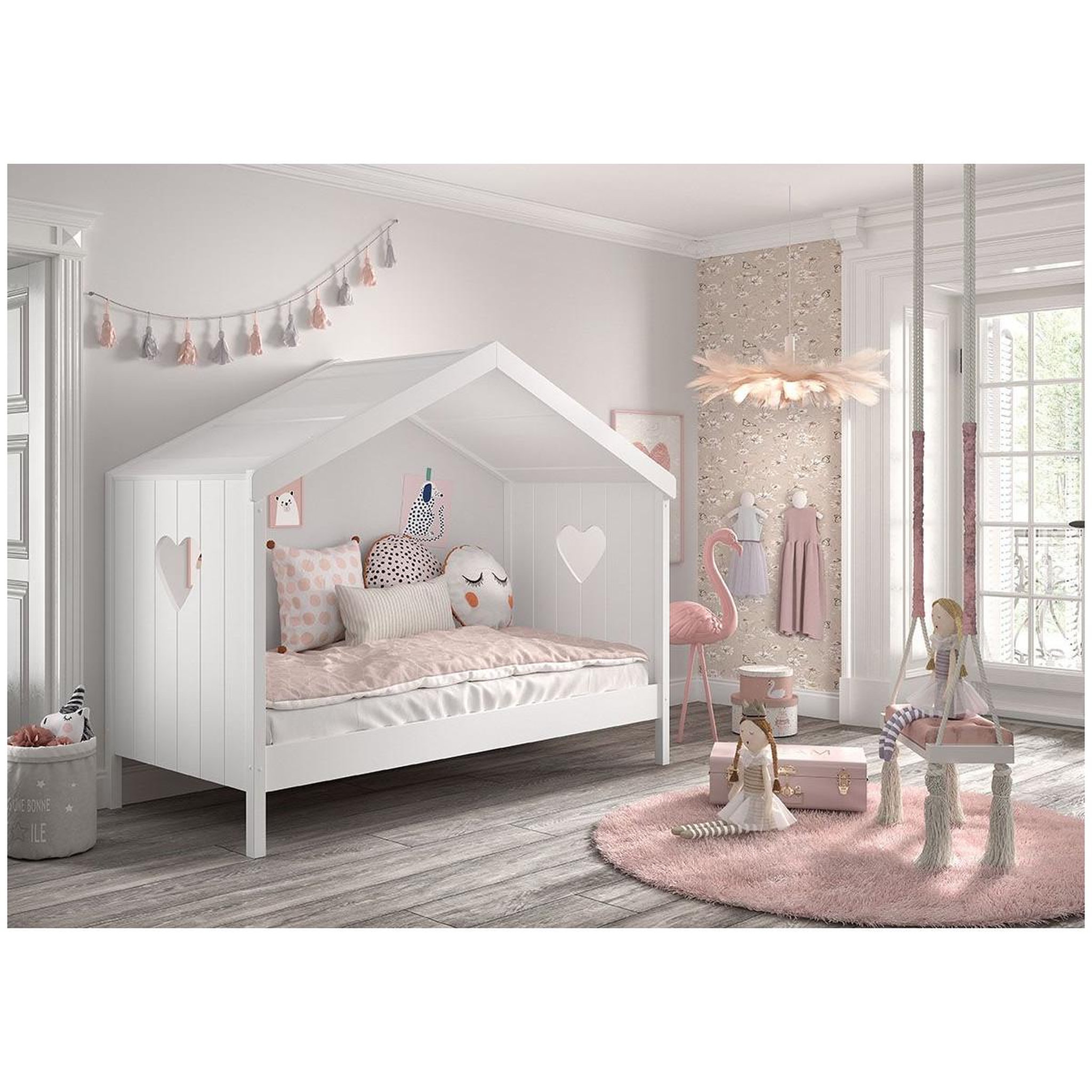 Voir la diapositive 4 : Paris Prix Lit cabane enfant ouvert  amori  90x200cm blanc