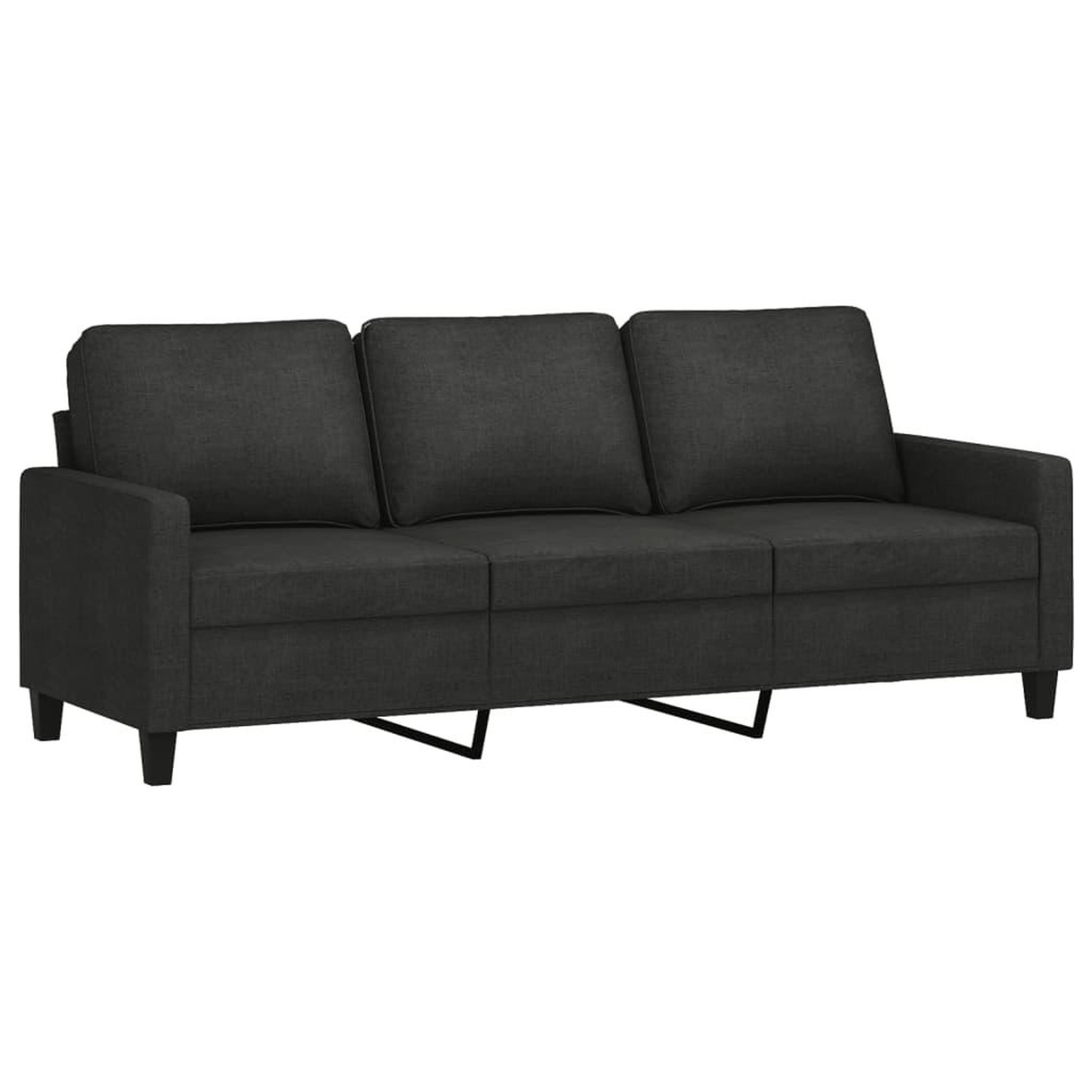 Voir la diapositive 2 : VIDAXL Canape a 3 places Noir 180 cm Tissu