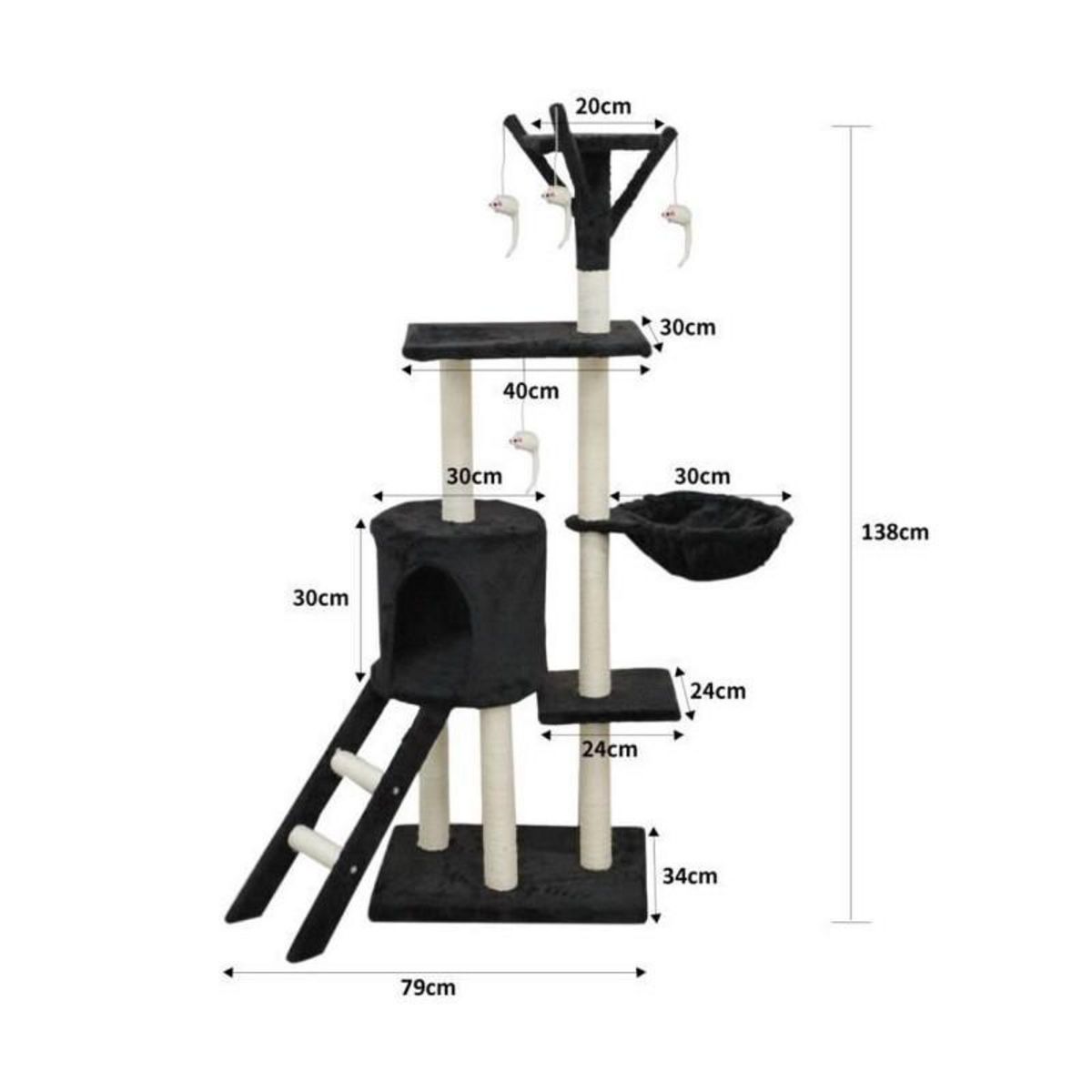 GENERIQUE JIPSY - Arbre a chat - 79 x 34 x 138 cm - Noir