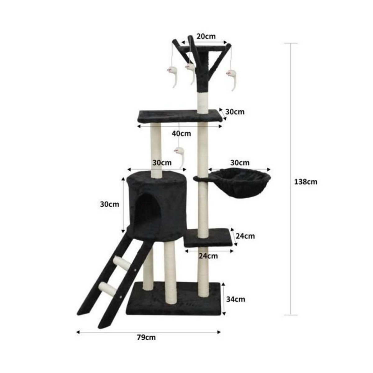 GENERIQUE JIPSY - Arbre a chat - 79 x 34 x 138 cm - Noir
