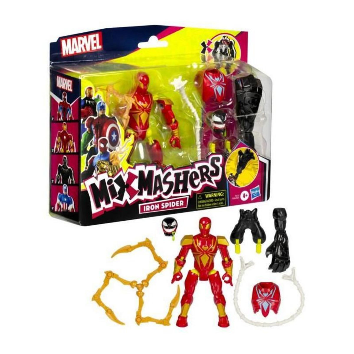HASBRO MixMashers Iron Spider Deluxe, figurine 12 cm personnalisable a mélanger et combiner avec accessoires, Marvel, des 4 ans