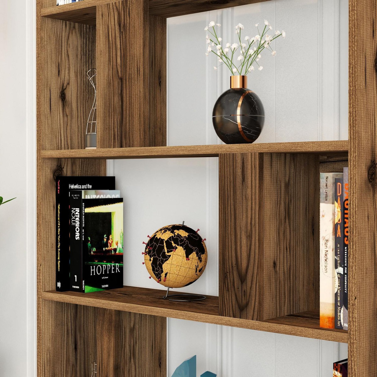 Habitat et Jardin Bibliothèque en bois  Lima  - 90 x 20 x 180 cm - Noyer