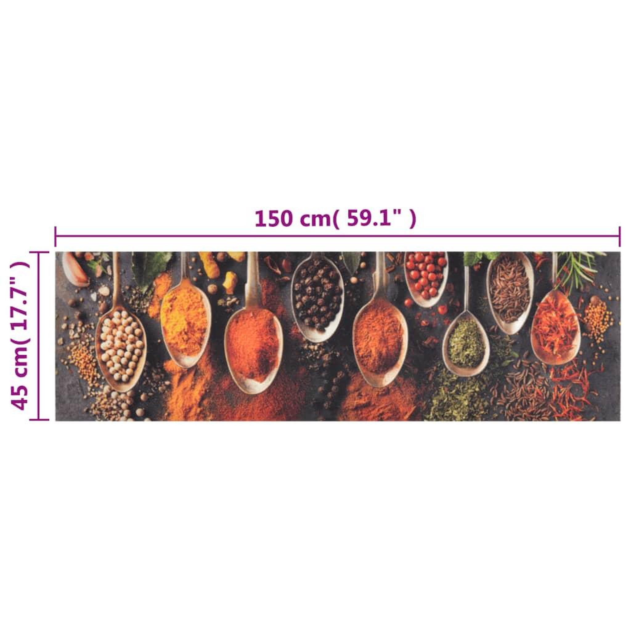 Voir la diapositive 5 : VIDAXL Tapis de cuisine lavable impression cuillere epices 45x150 cm