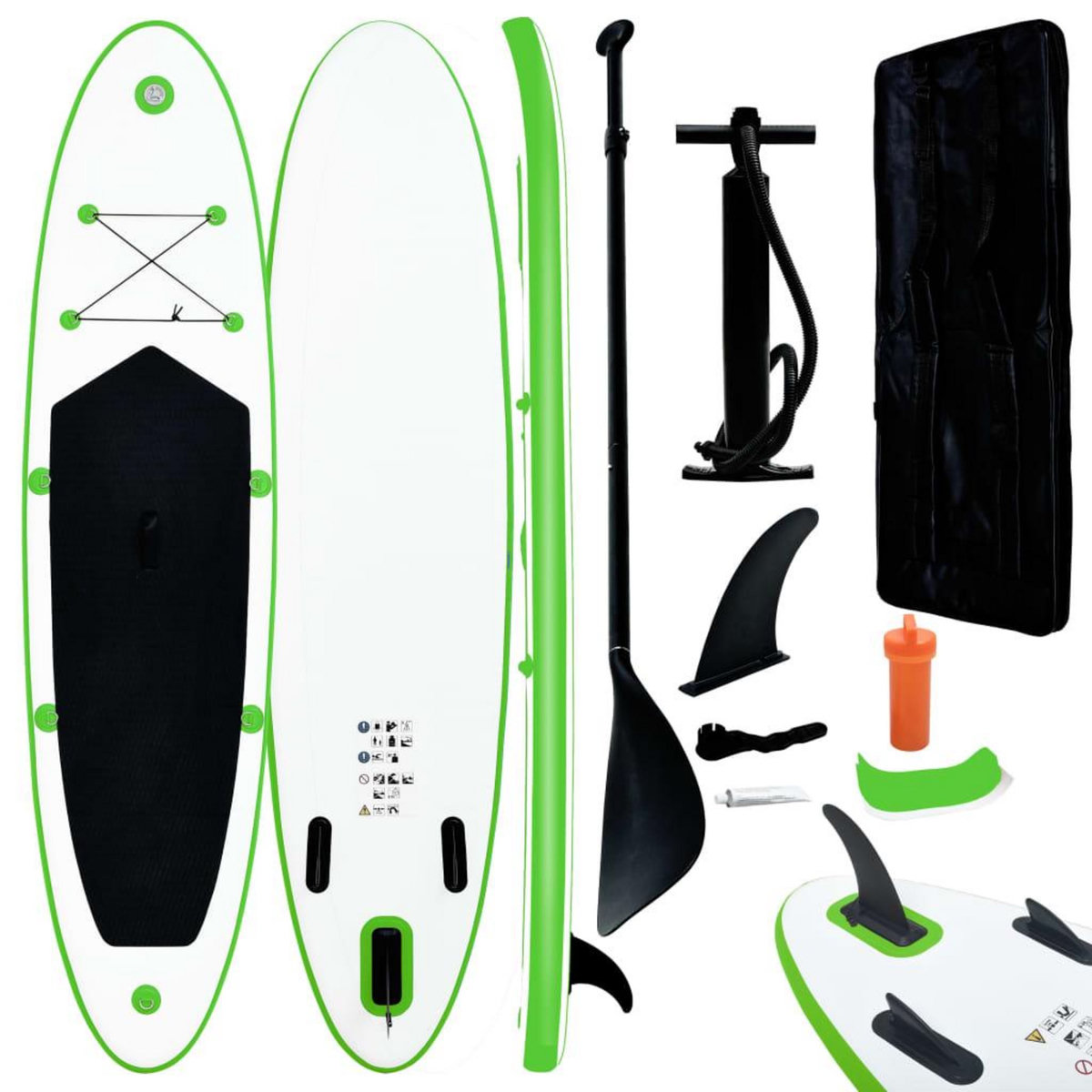 VIDAXL Ensemble de planches SUP gonflables Vert et blanc